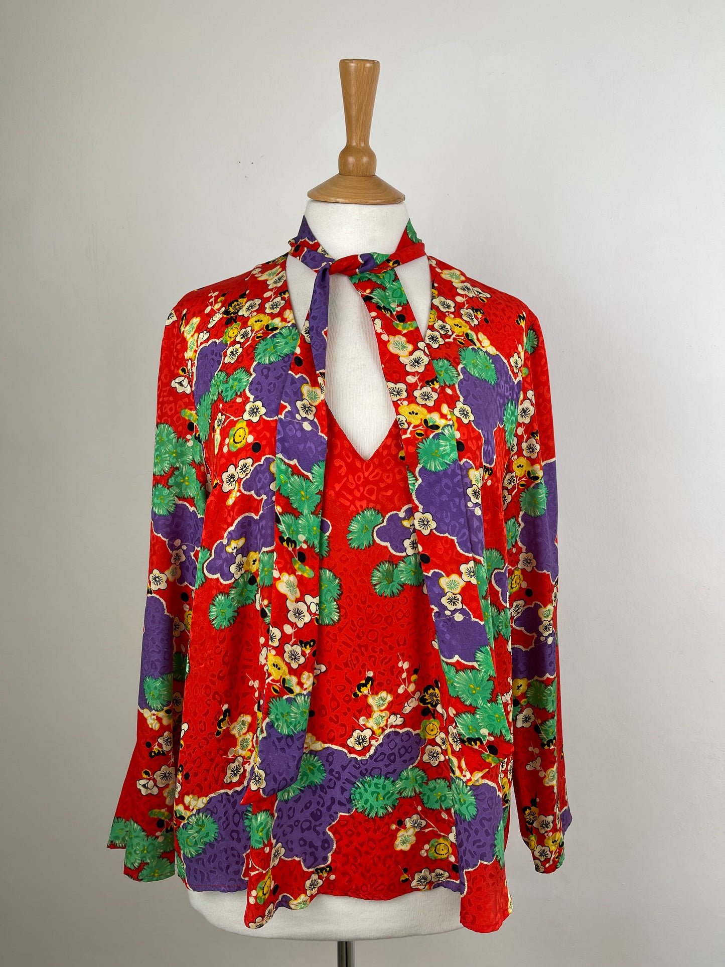 Red,Green & Purple Silk Blouse by Rixo | Size L