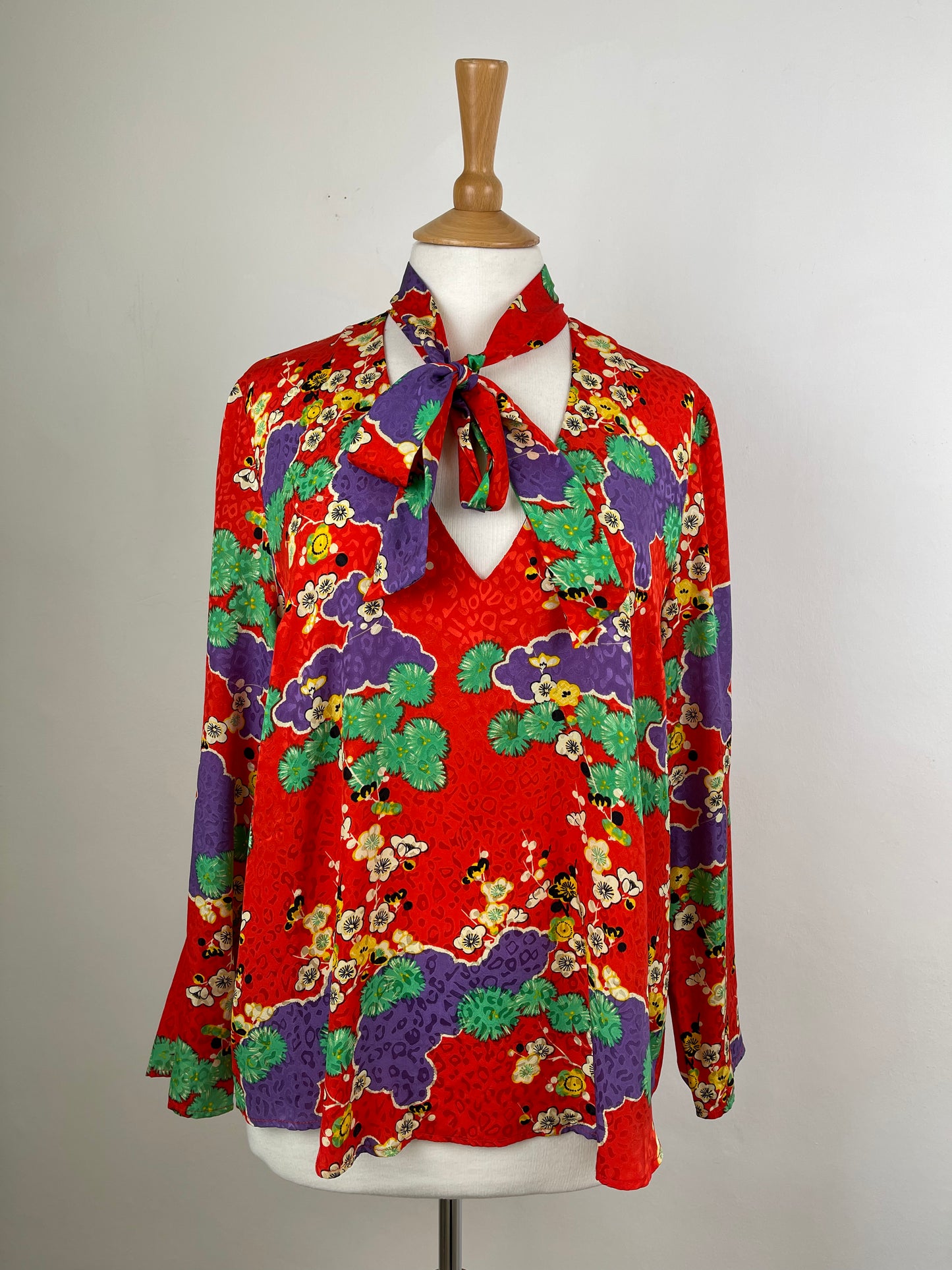Red,Green & Purple Silk Blouse by Rixo | Size L