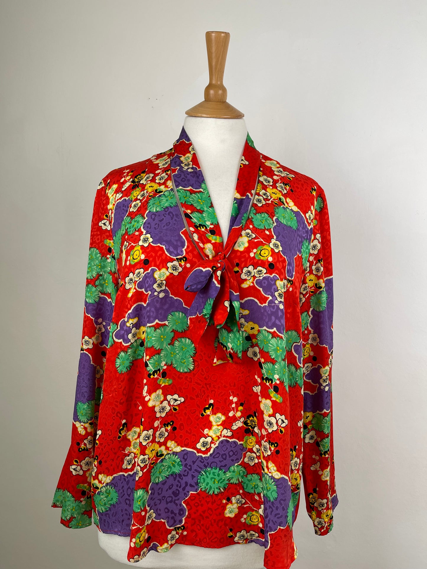Red,Green & Purple Silk Blouse by Rixo | Size L