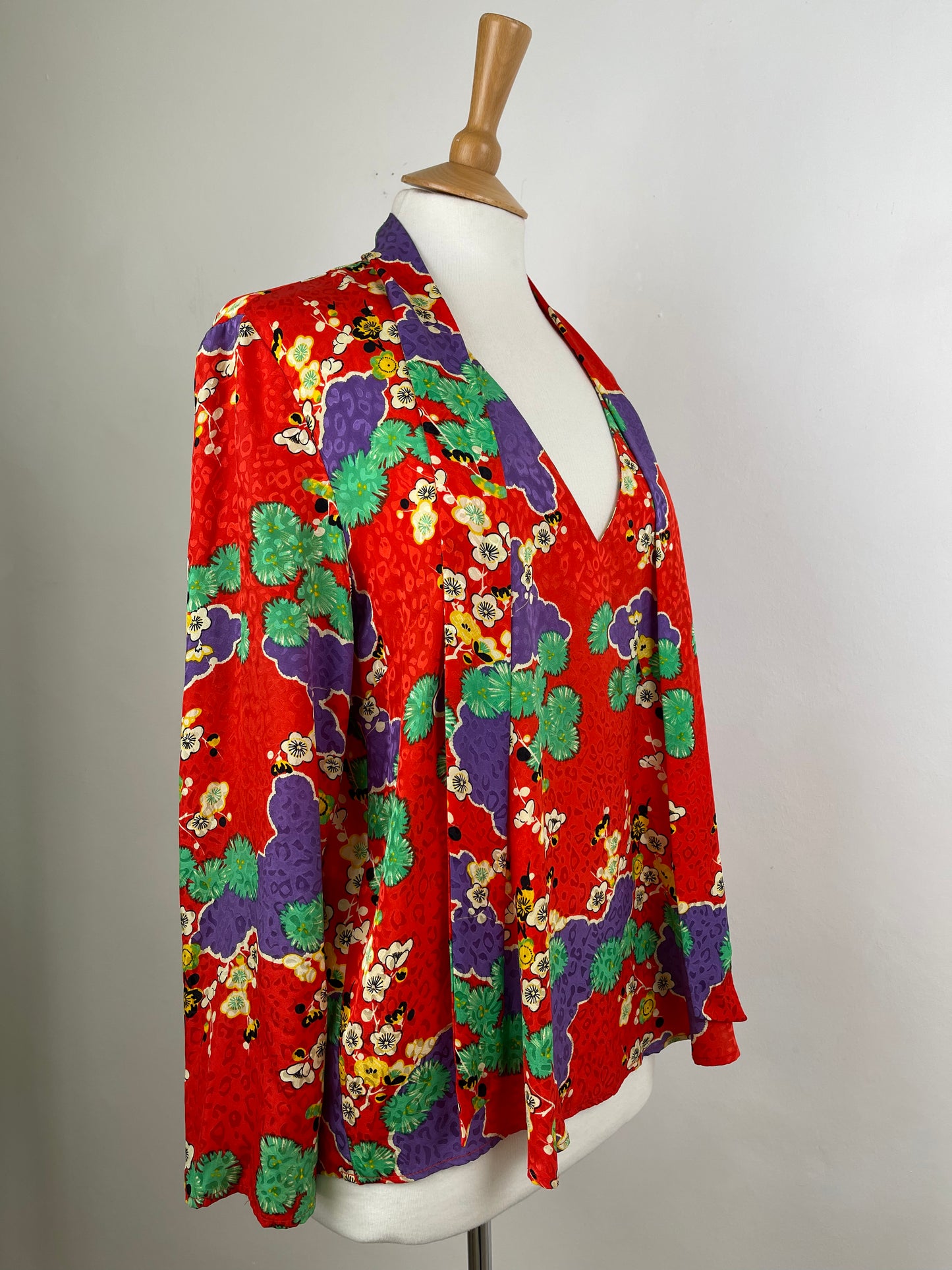 Red,Green & Purple Silk Blouse by Rixo | Size L