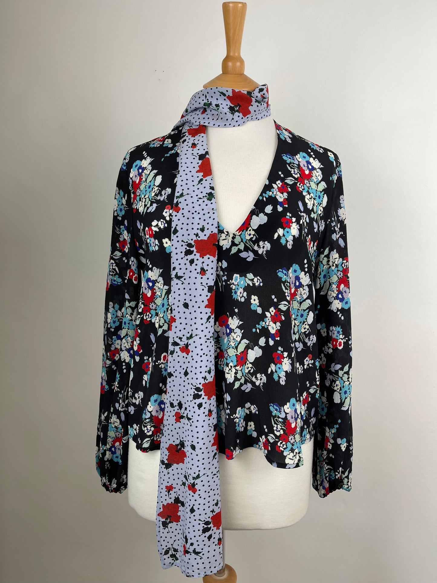 Black Floral Print Silk Blouse by Rixo | Size S