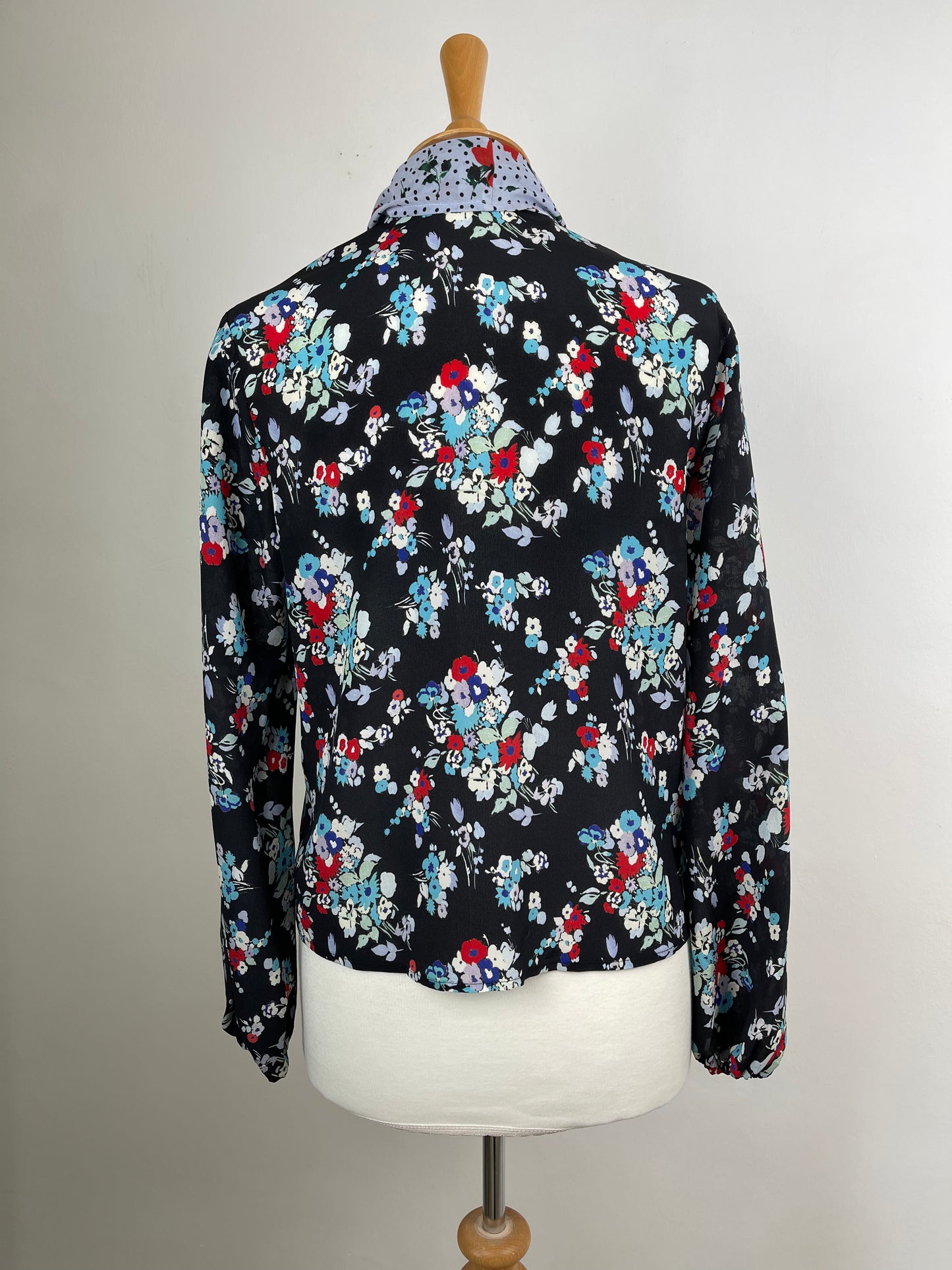 Black Floral Print Silk Blouse by Rixo | Size S