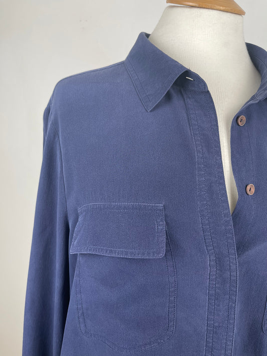 Navy Sandwashed Silk Blouse by Jaeger London | Size L