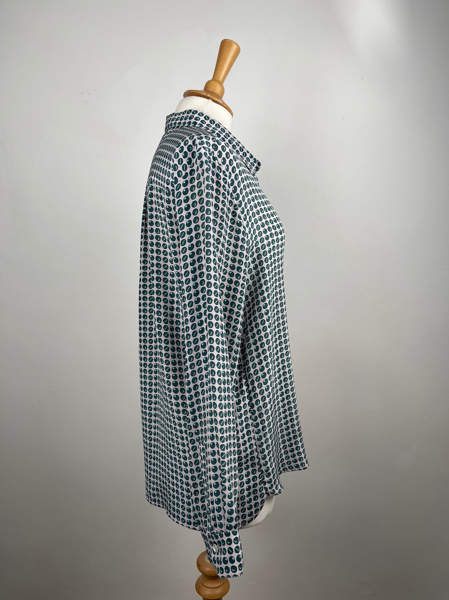 Green Spot With Grey Silk Blouse by Gerard Darel | Size M
