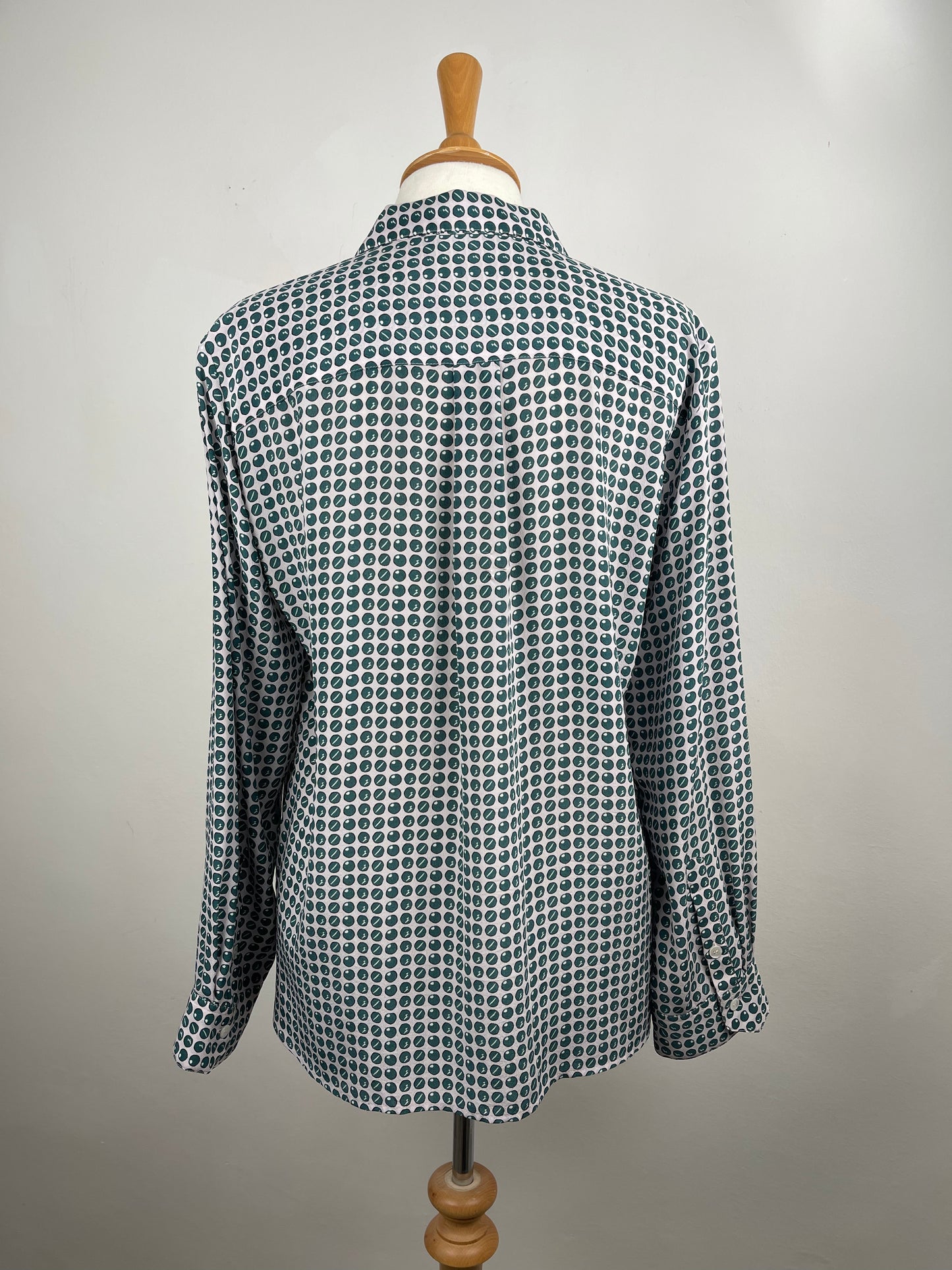 Green Spot With Grey Silk Blouse by Gerard Darel | Size M