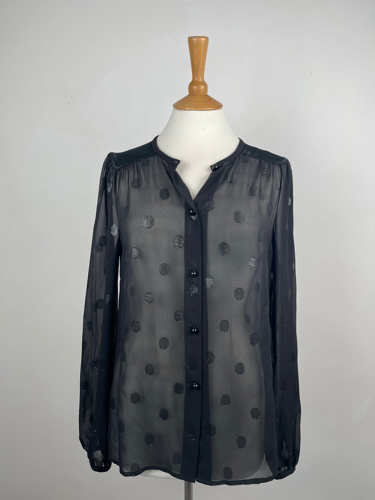 Black Sheer Chiffon with Lurex Spot  by Jaeger London | Size S