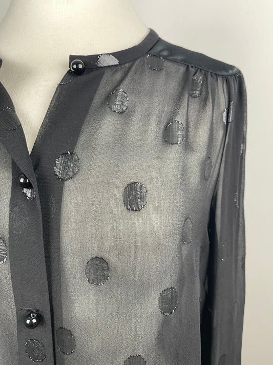 Black Sheer Chiffon with Lurex Spot  by Jaeger London | Size S