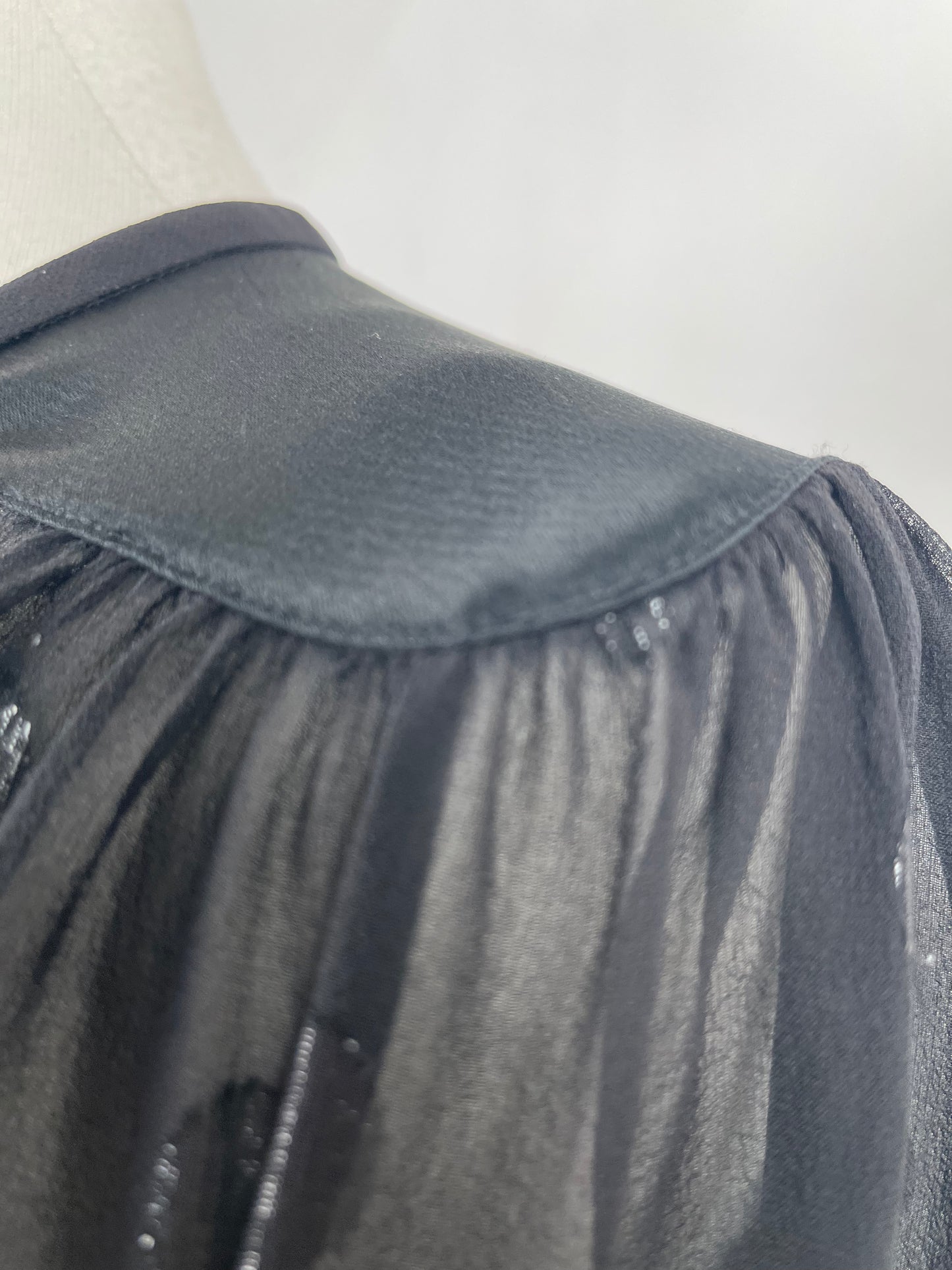 Black Sheer Chiffon with Lurex Spot  by Jaeger London | Size S