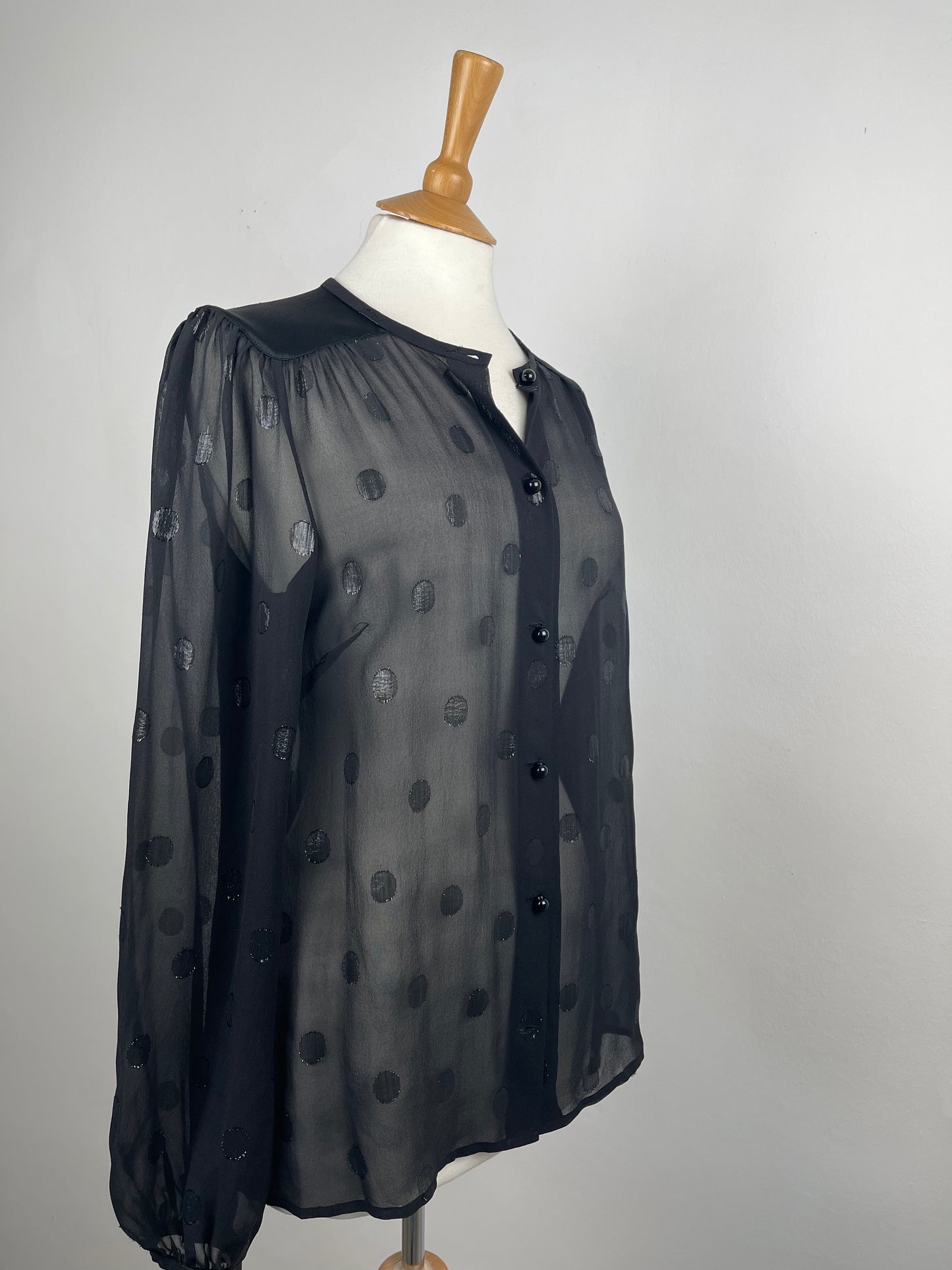 Black Sheer Chiffon with Lurex Spot  by Jaeger London | Size S