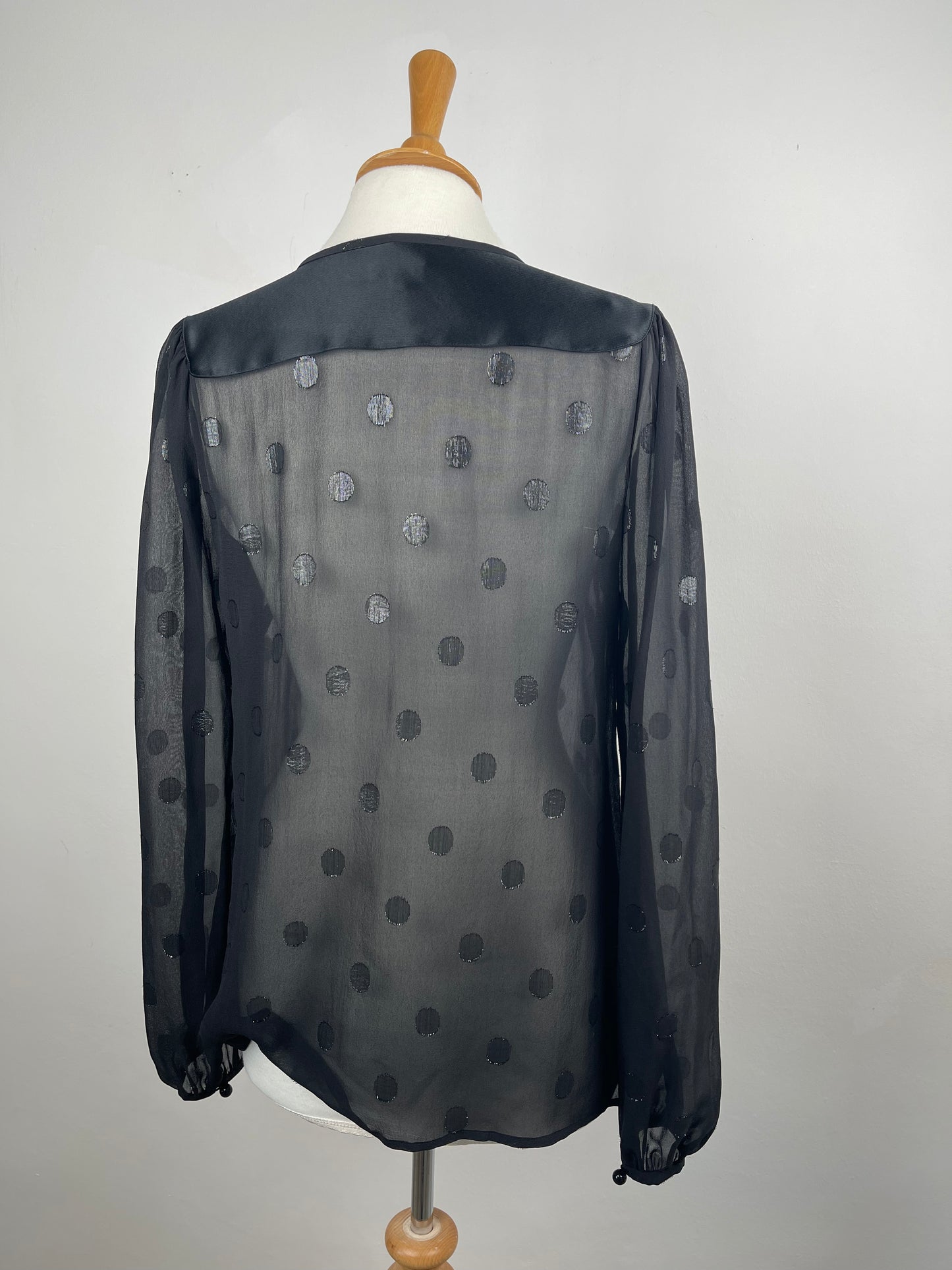 Black Sheer Chiffon with Lurex Spot  by Jaeger London | Size S