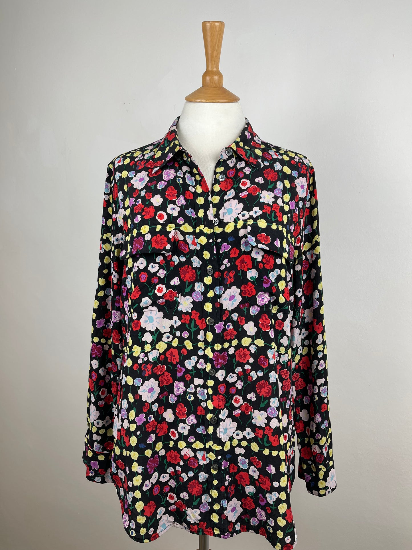 Floral Silk Blouse by Equipment | Size M