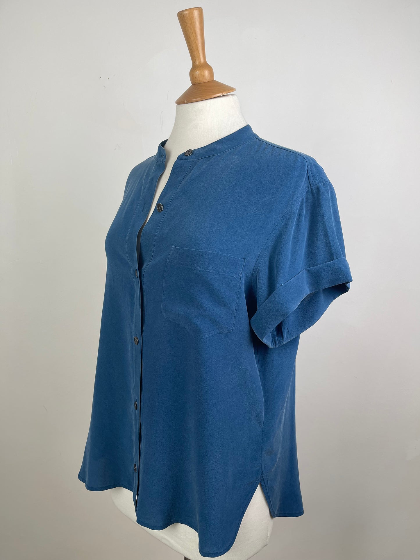 Petrol Blue Sandwashed Silk Blouse by Equipment | Size M