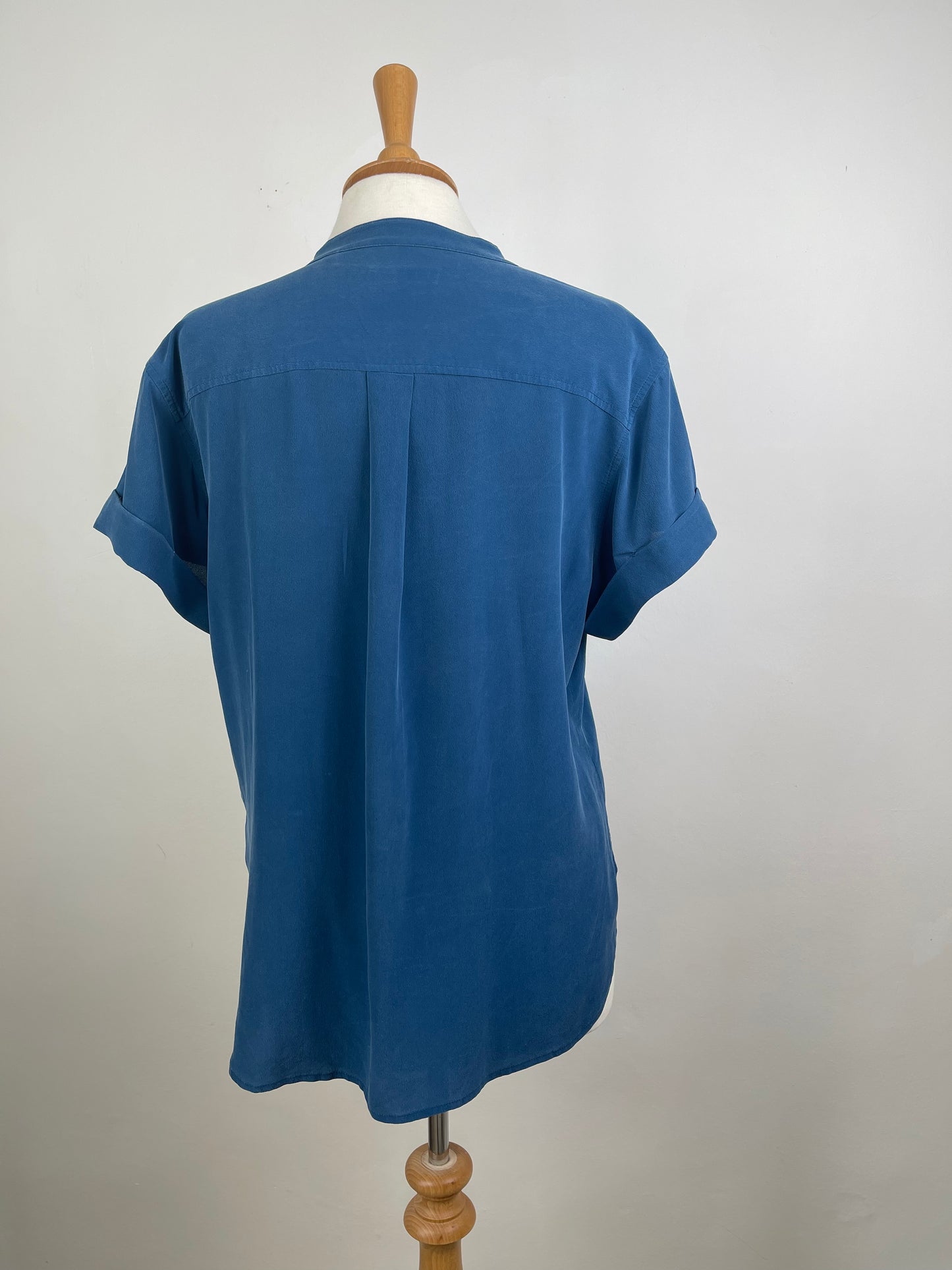 Petrol Blue Sandwashed Silk Blouse by Equipment | Size M