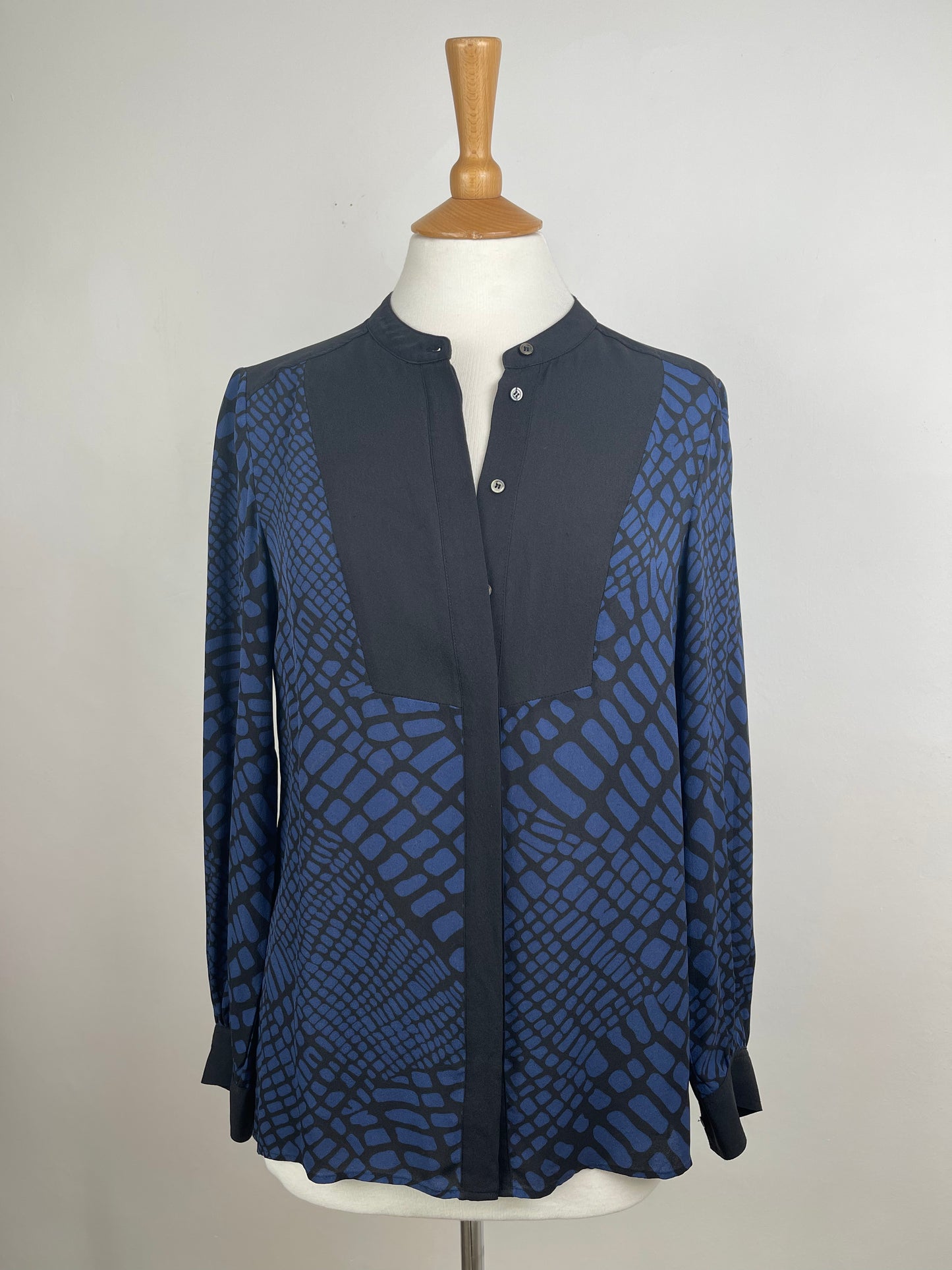 Navy & Black Silk Blouse by Whistles | Size S