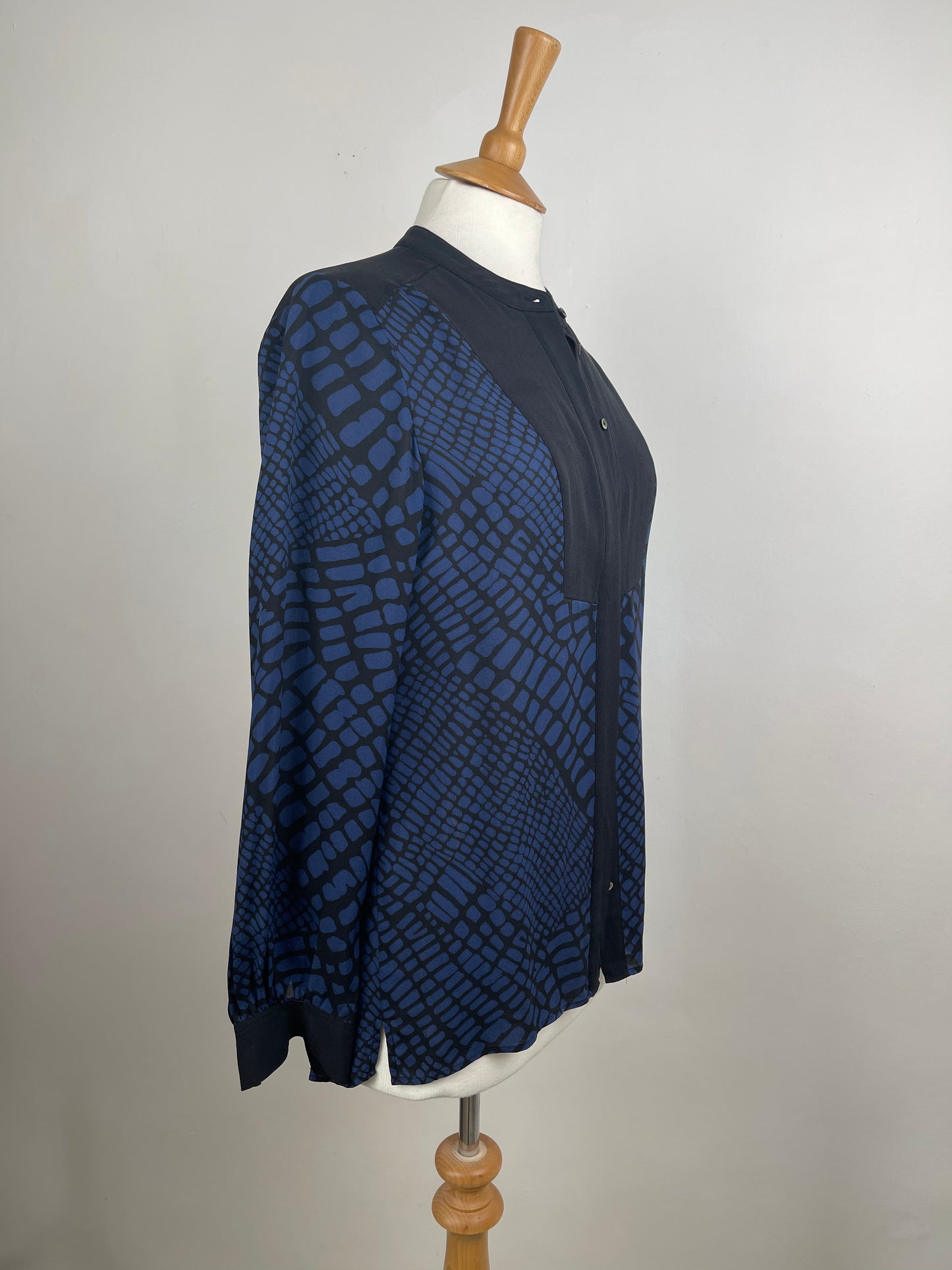 Navy & Black Silk Blouse by Whistles | Size S