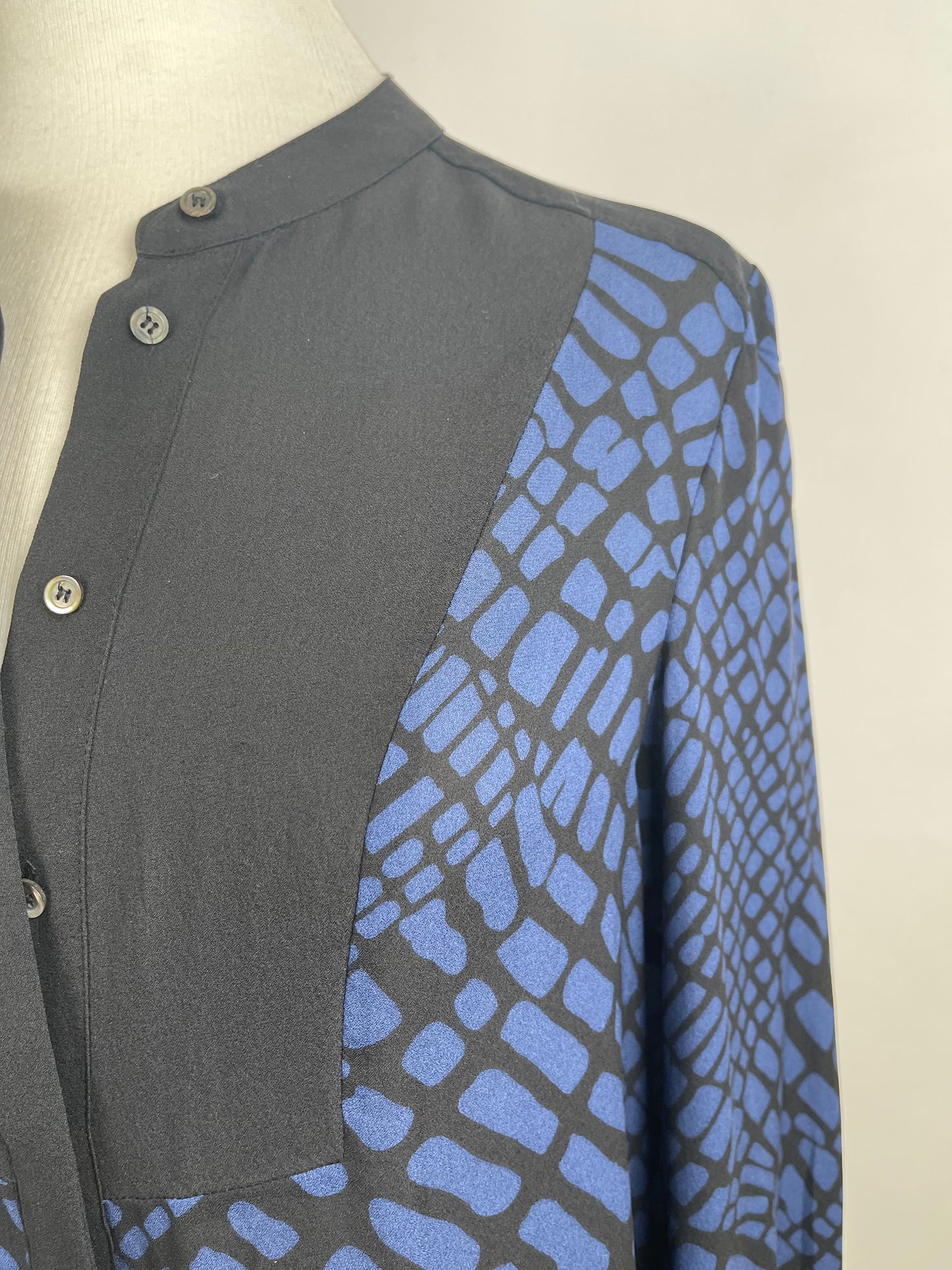 Navy & Black Silk Blouse by Whistles | Size S