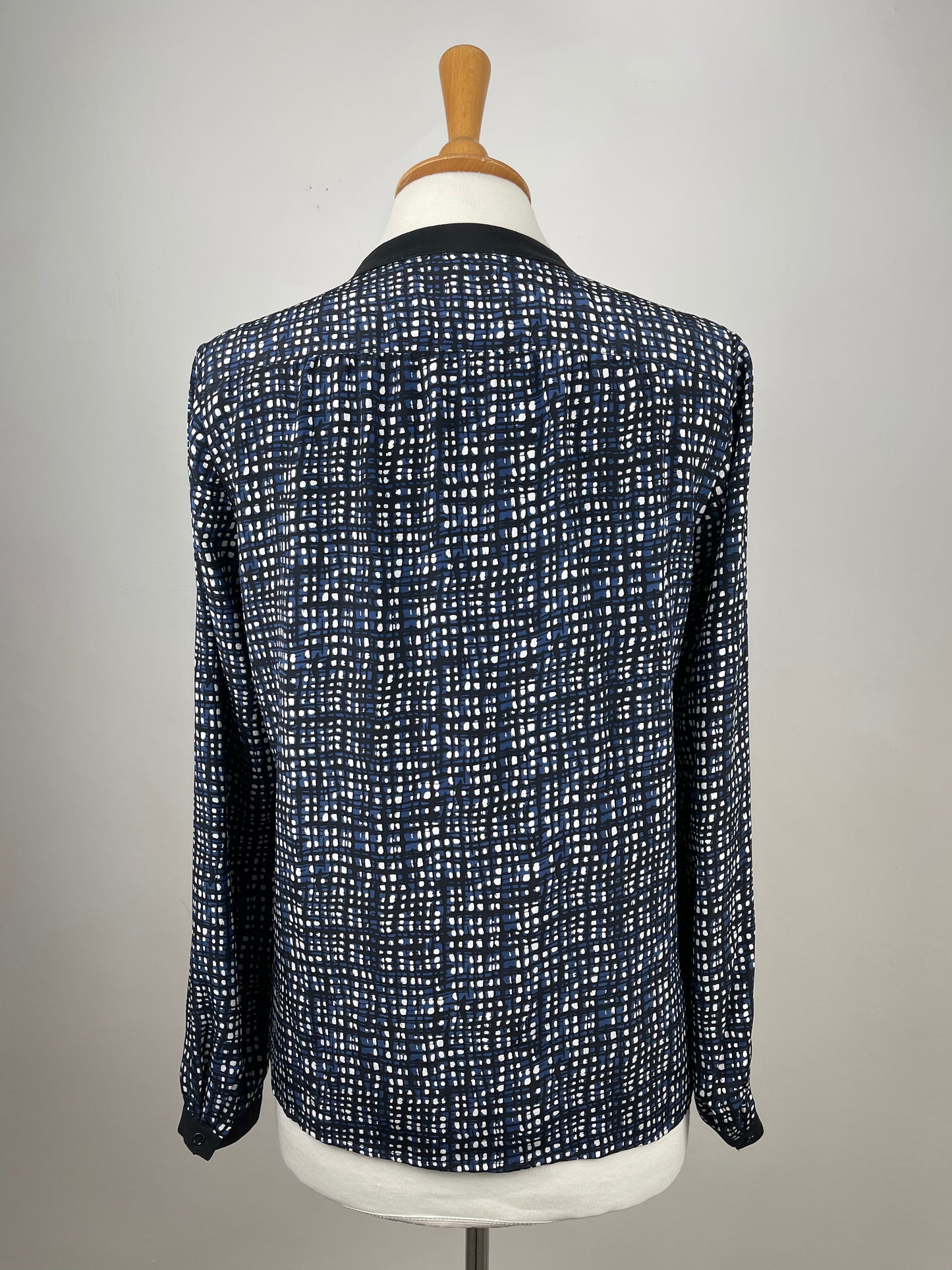 Navy, Black & White Silk Blouse by Gerard Darel | Size S