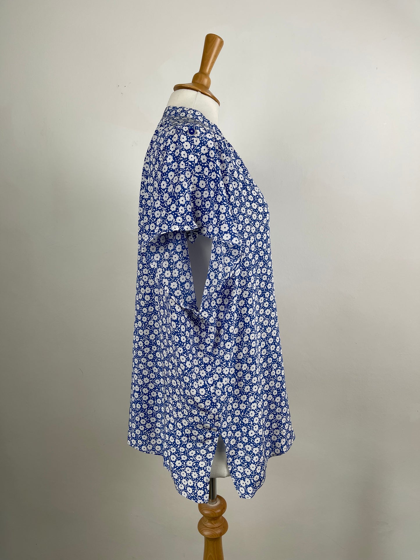 Blue and White Pure Silk Blouse by Gerard Darel | L