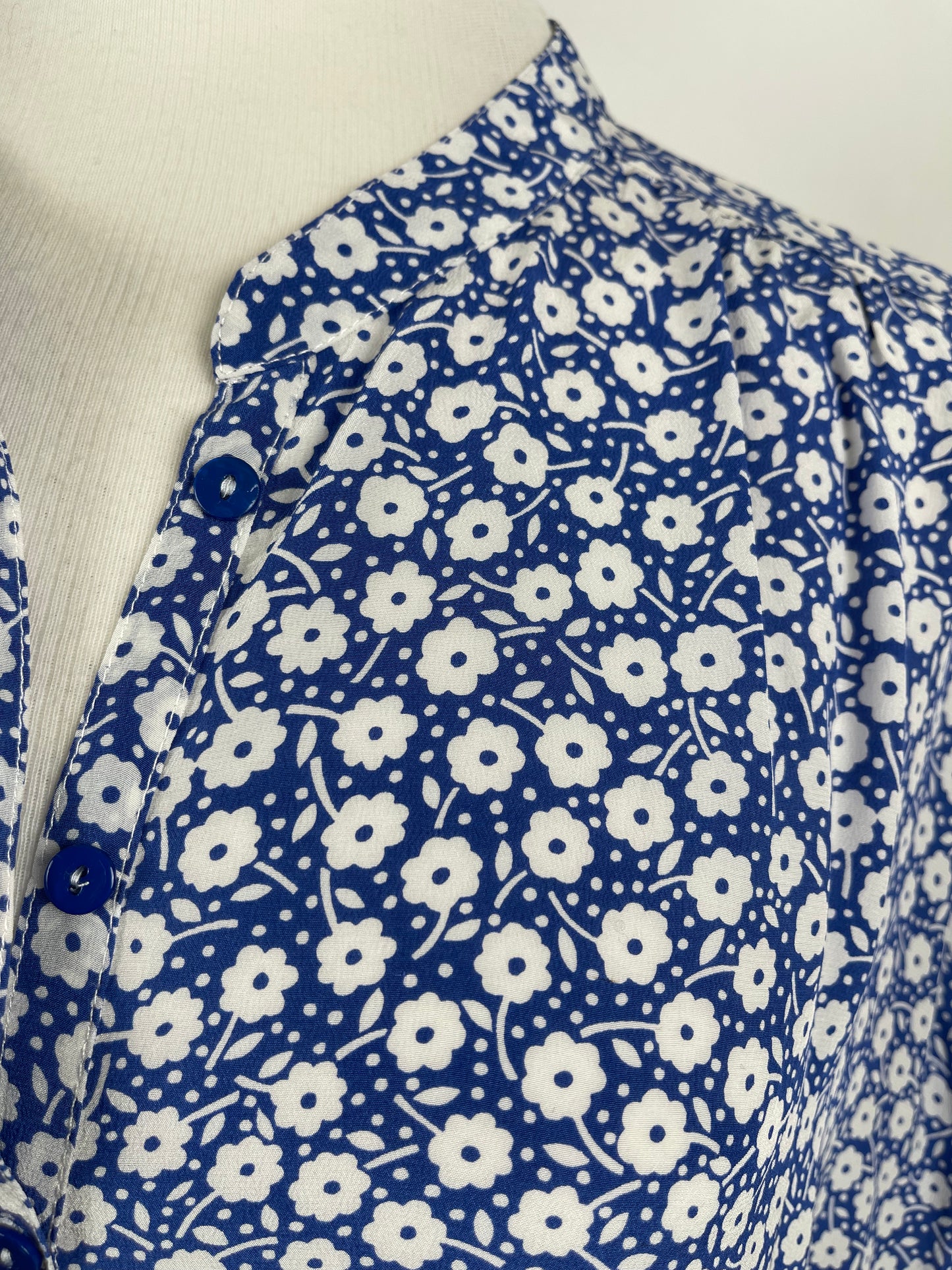 Blue and White Pure Silk Blouse by Gerard Darel | L