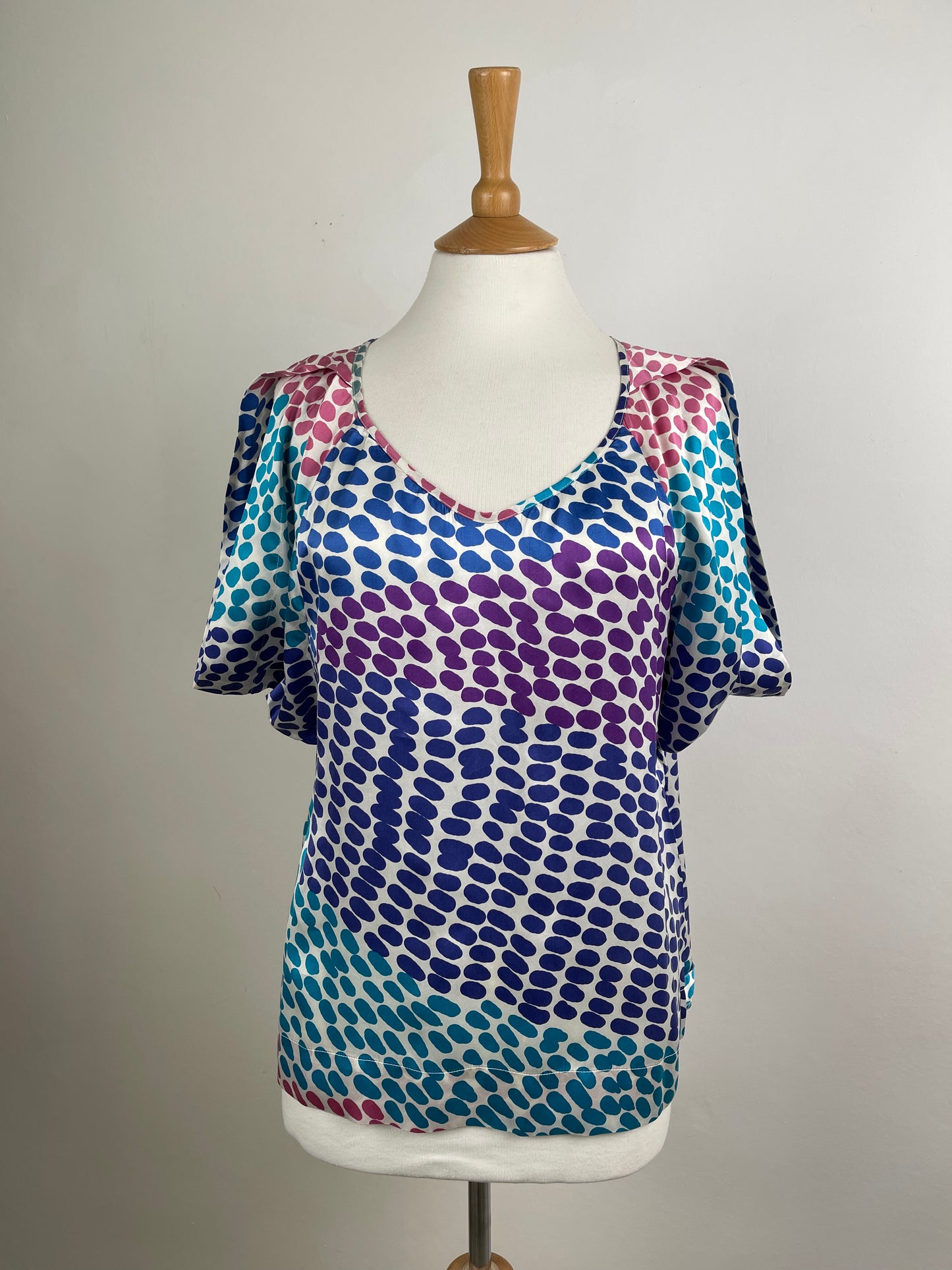 Blue and Pink Spot Blouse by Gerard Darel | M