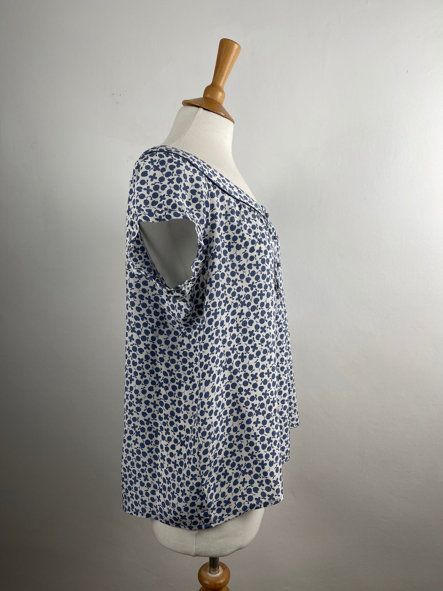 Blue and White Pure Silk Blouse by Gerard Darel | M
