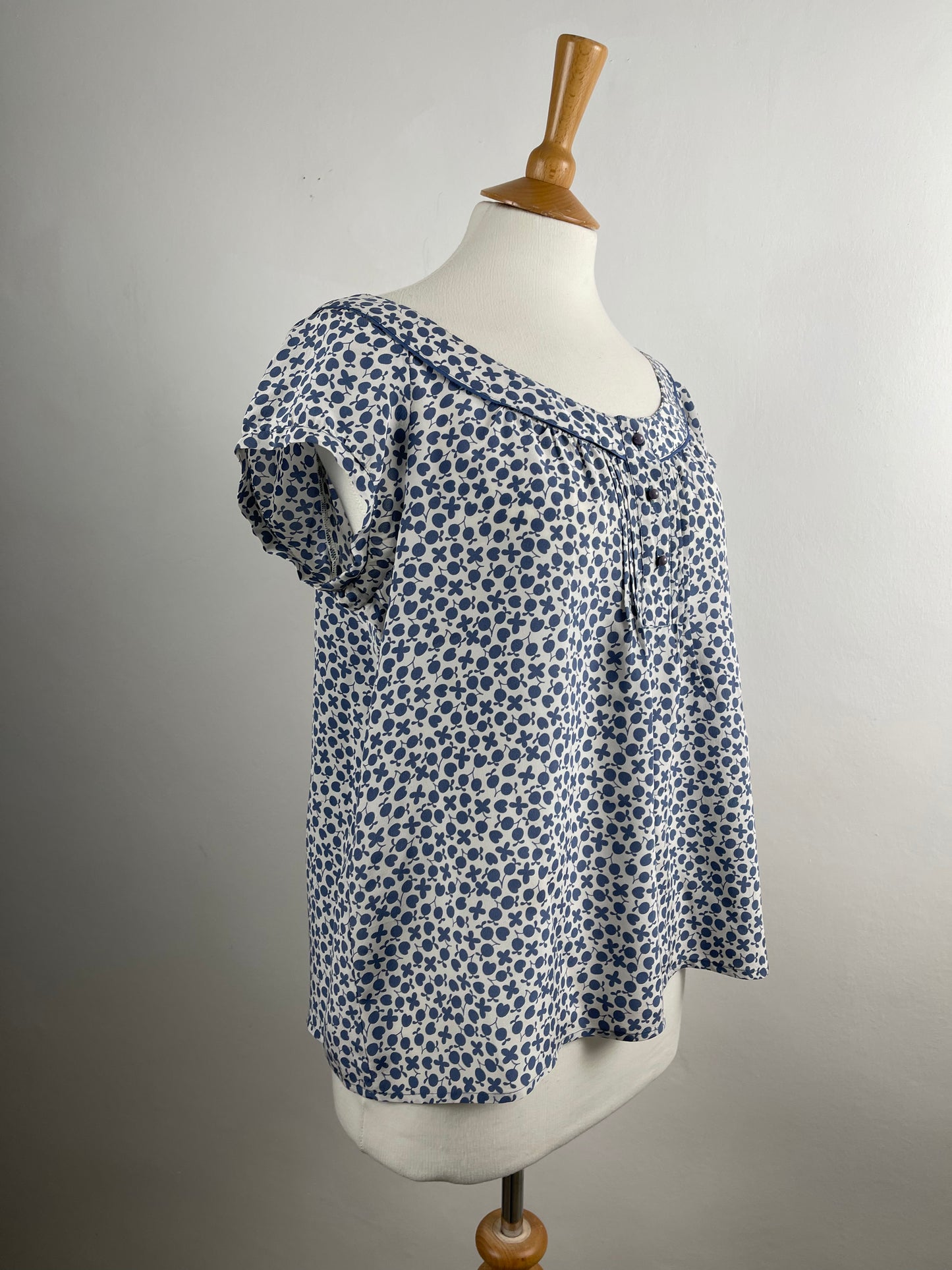 Blue and White Pure Silk Blouse by Gerard Darel | M