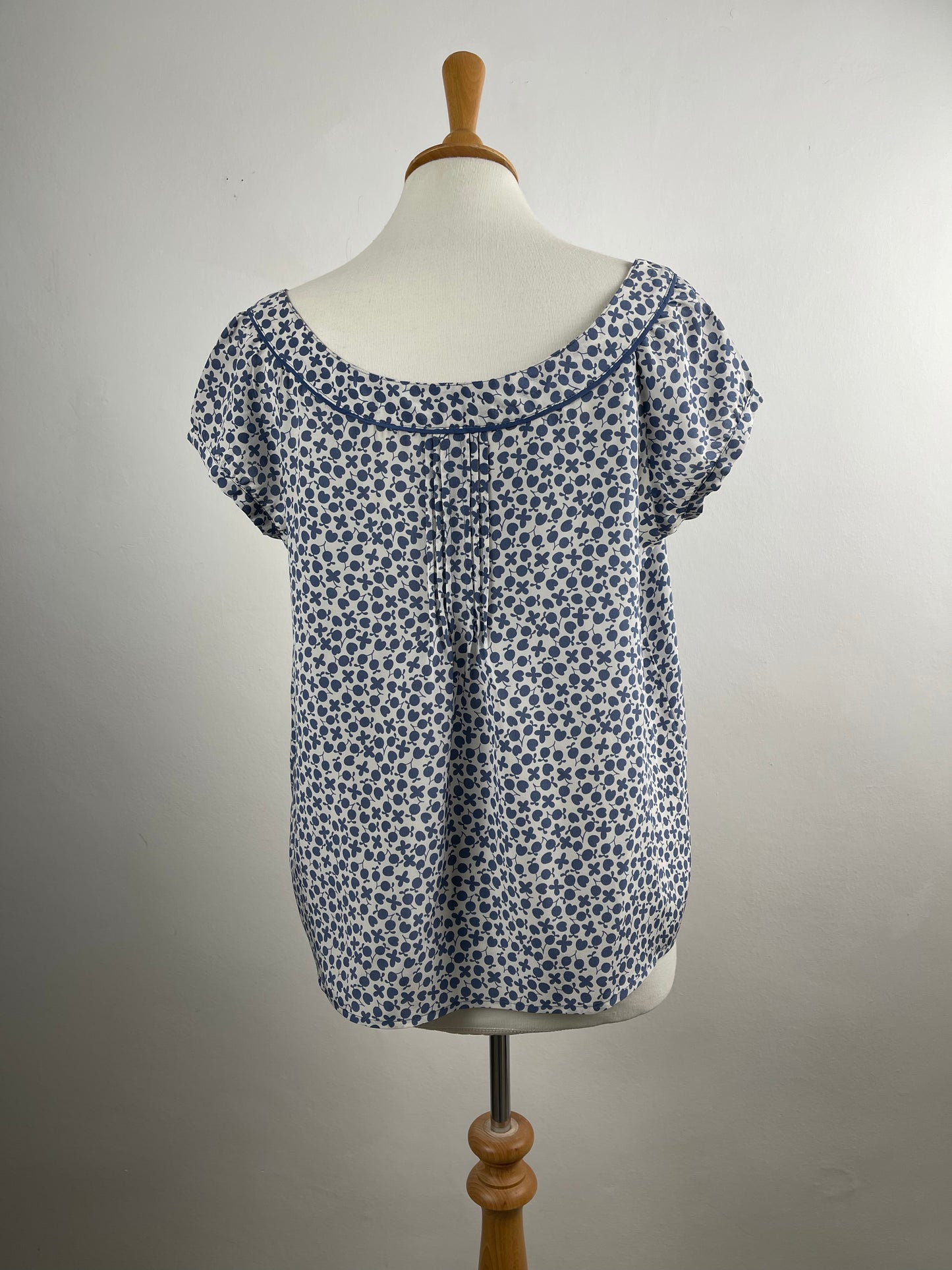 Blue and White Pure Silk Blouse by Gerard Darel | M