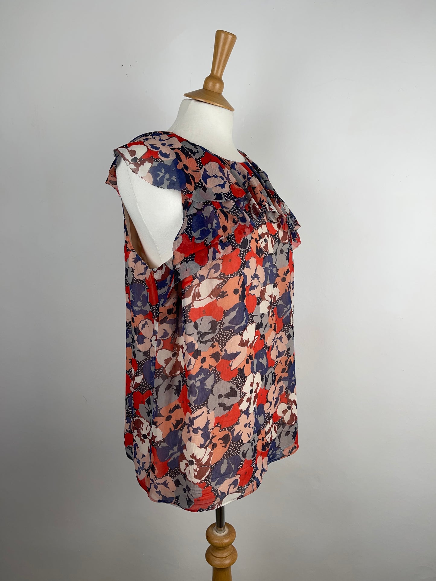 Blue, Mauve and Red Silk Blouse by LK Bennett | Size L