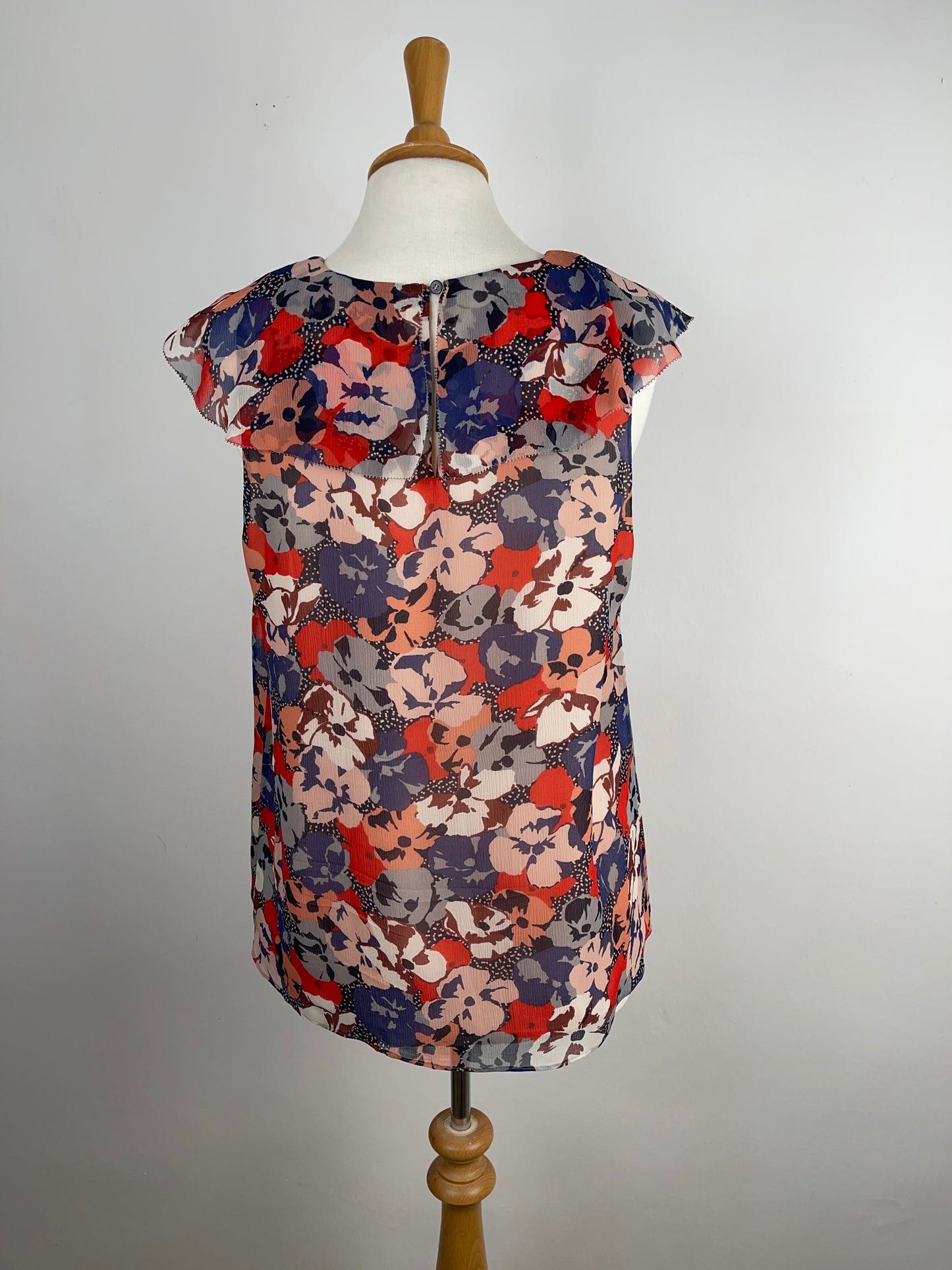 Blue, Mauve and Red Silk Blouse by LK Bennett | Size L