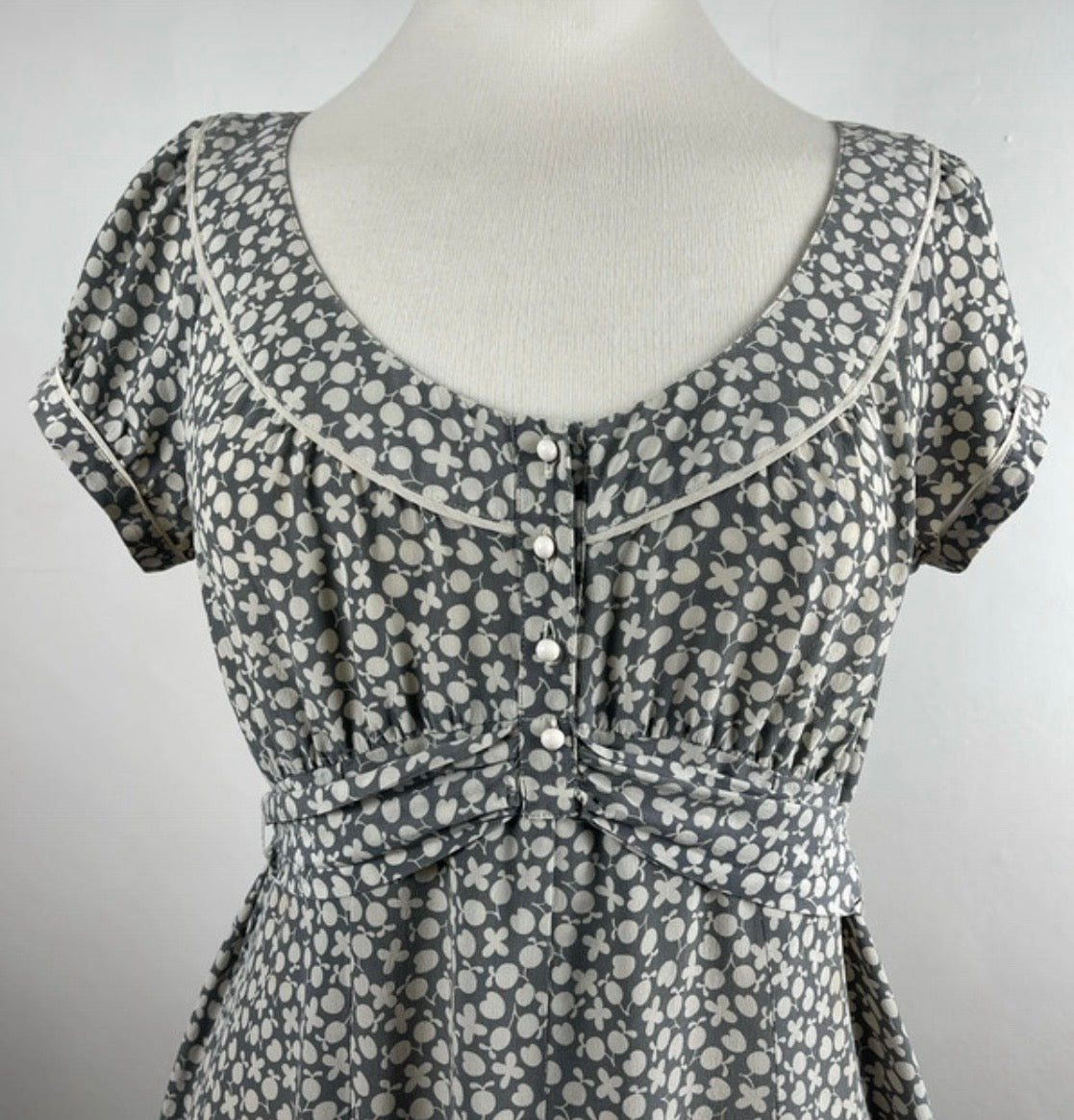 Grey and White Pure Silk Sundress by Gerard Darel | Size M