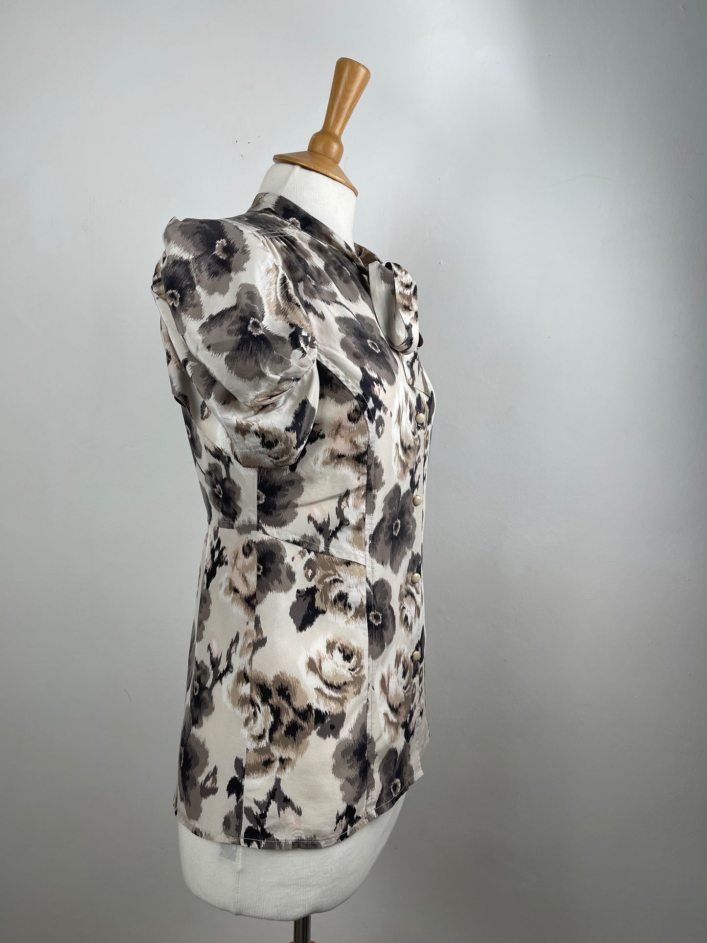 Brown & Cream Silk Blouse by Juicy Couture | Size S