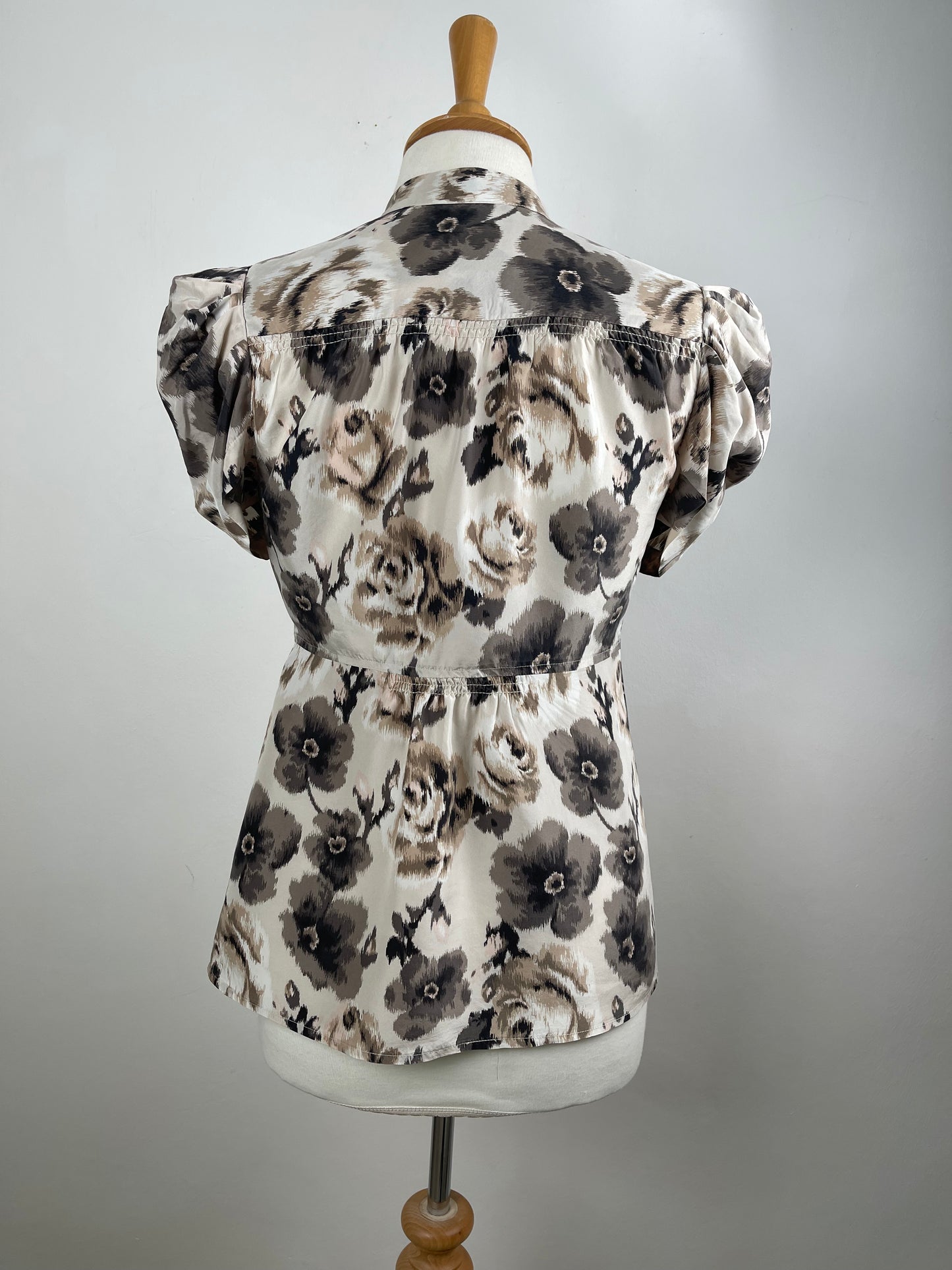 Brown & Cream Silk Blouse by Juicy Couture | Size S