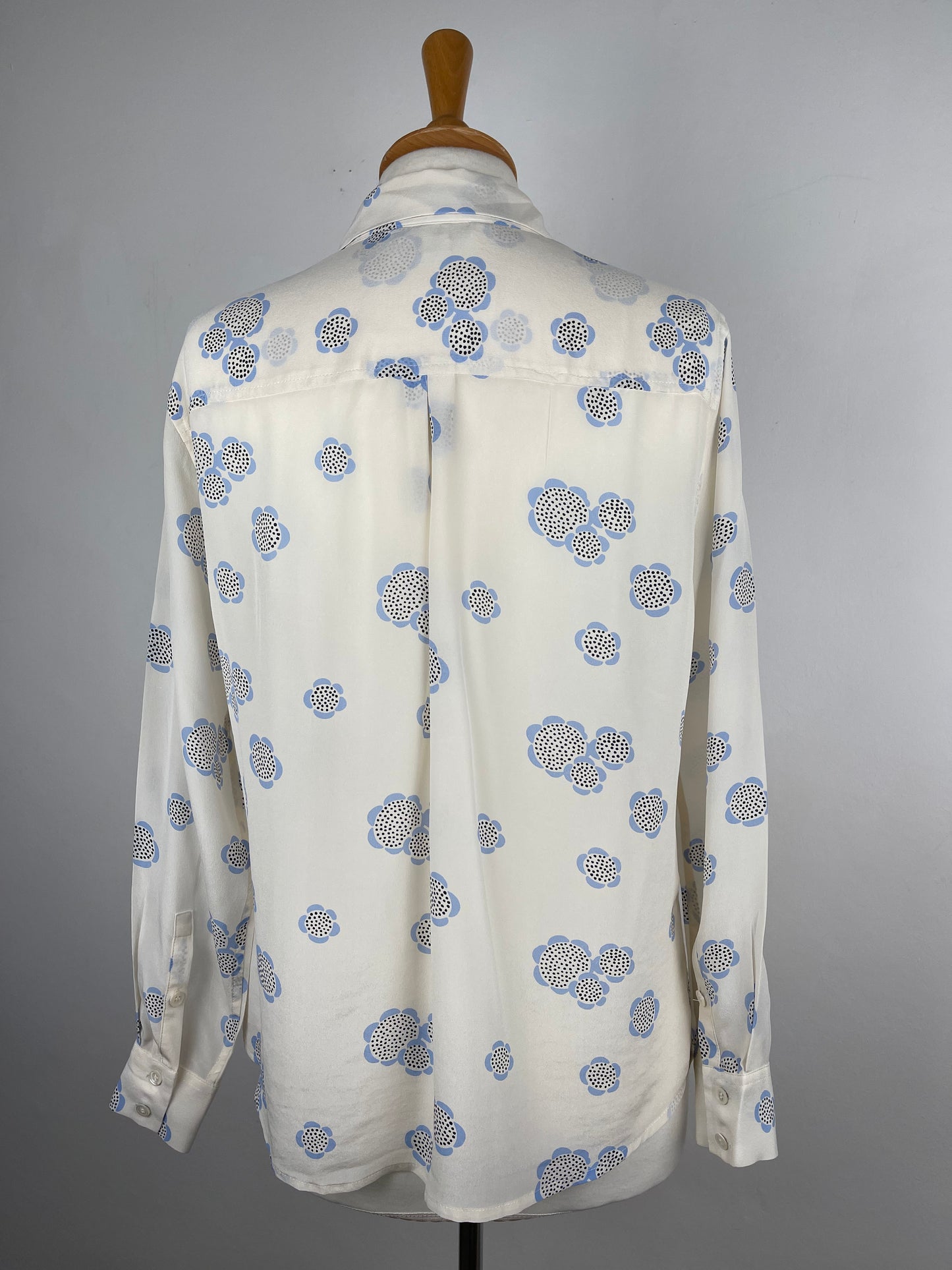 Blue and Cream Silk Blouse by Boden | size M