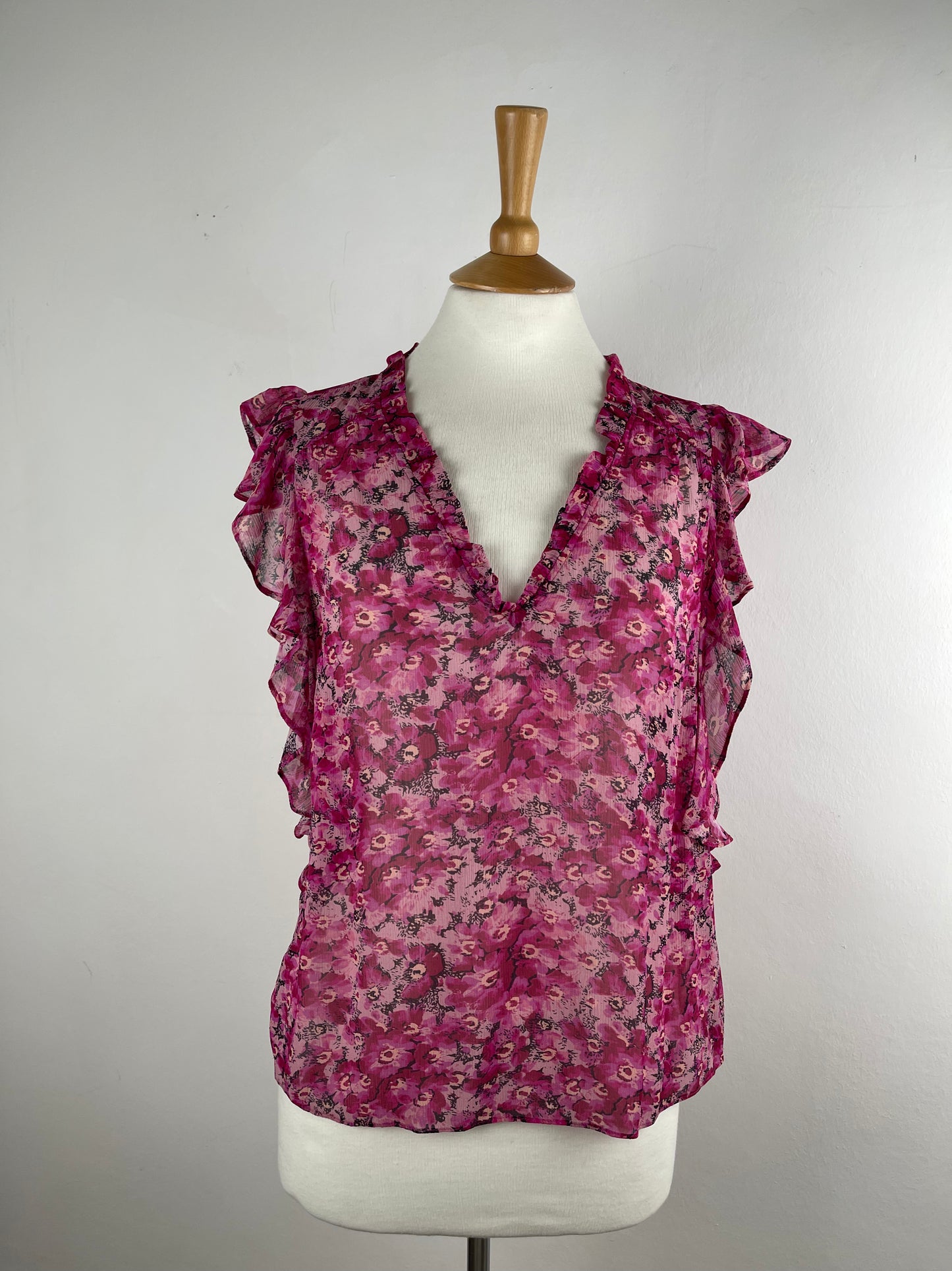 Pink Pure Silk Chiffon Blouse by Paige | Size S