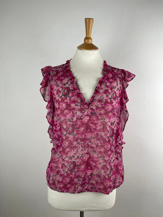 Pink Pure Silk Chiffon Blouse by Paige | Size S