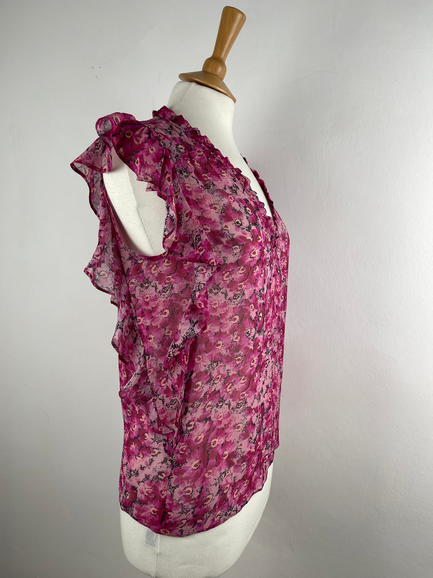 Pink Pure Silk Chiffon Blouse by Paige | Size S