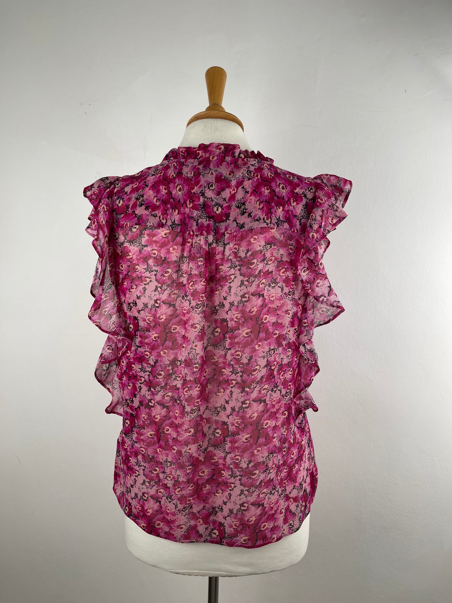 Pink Pure Silk Chiffon Blouse by Paige | Size S