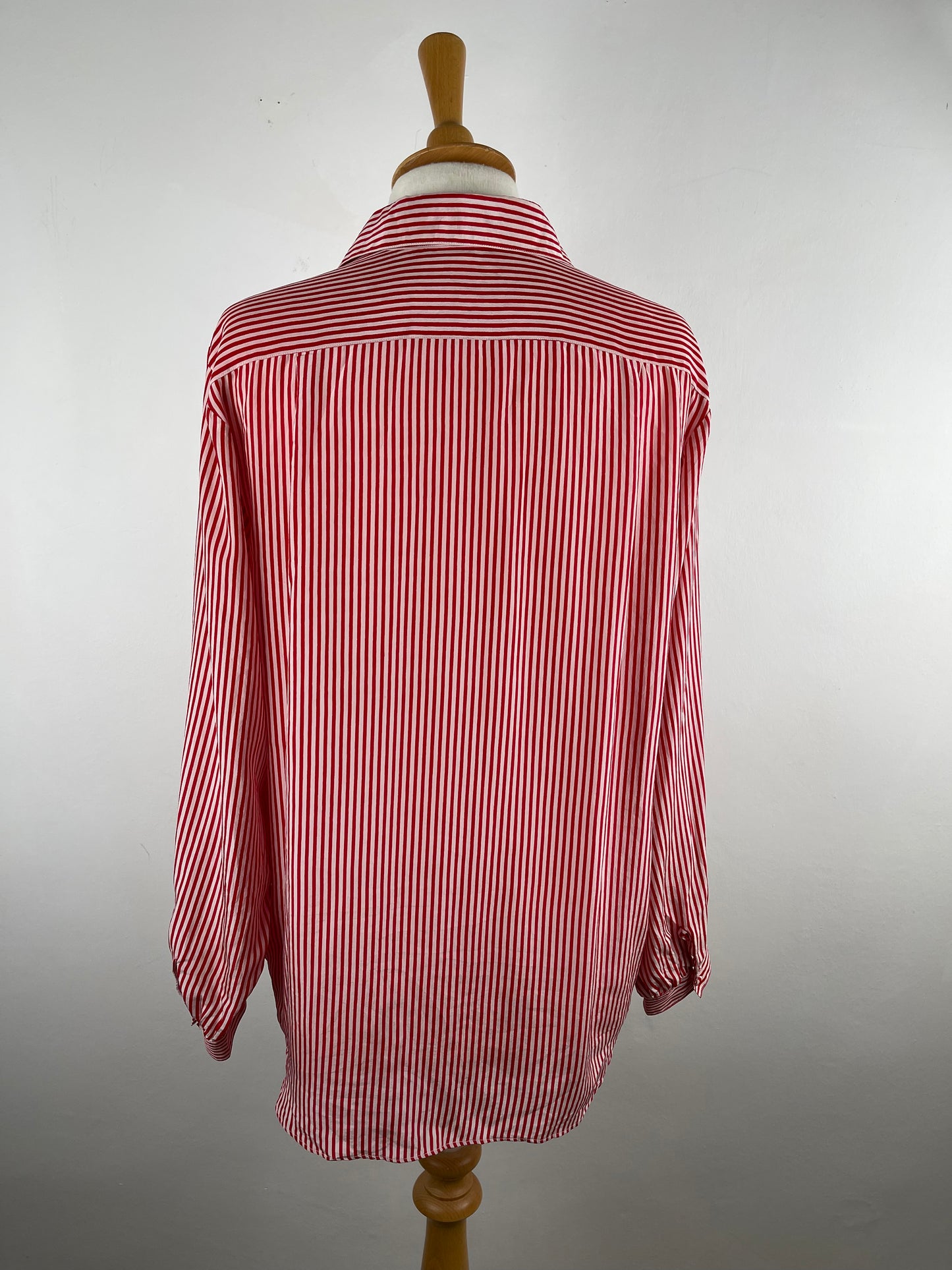 Red and White Stripe Silk Blouse Vintage French | Size L