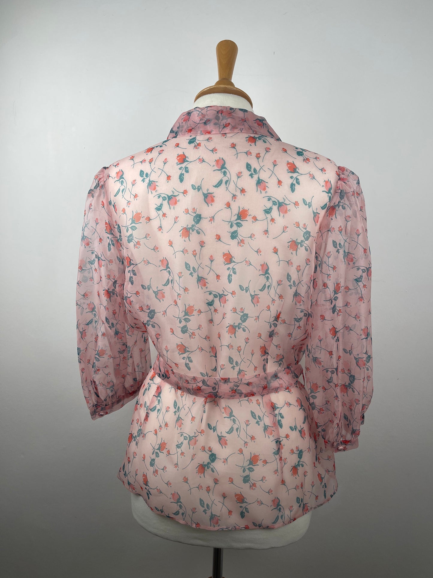 Rare Pink Organza Rose Bud Print Silk Blouse by LK Bennett | Size L