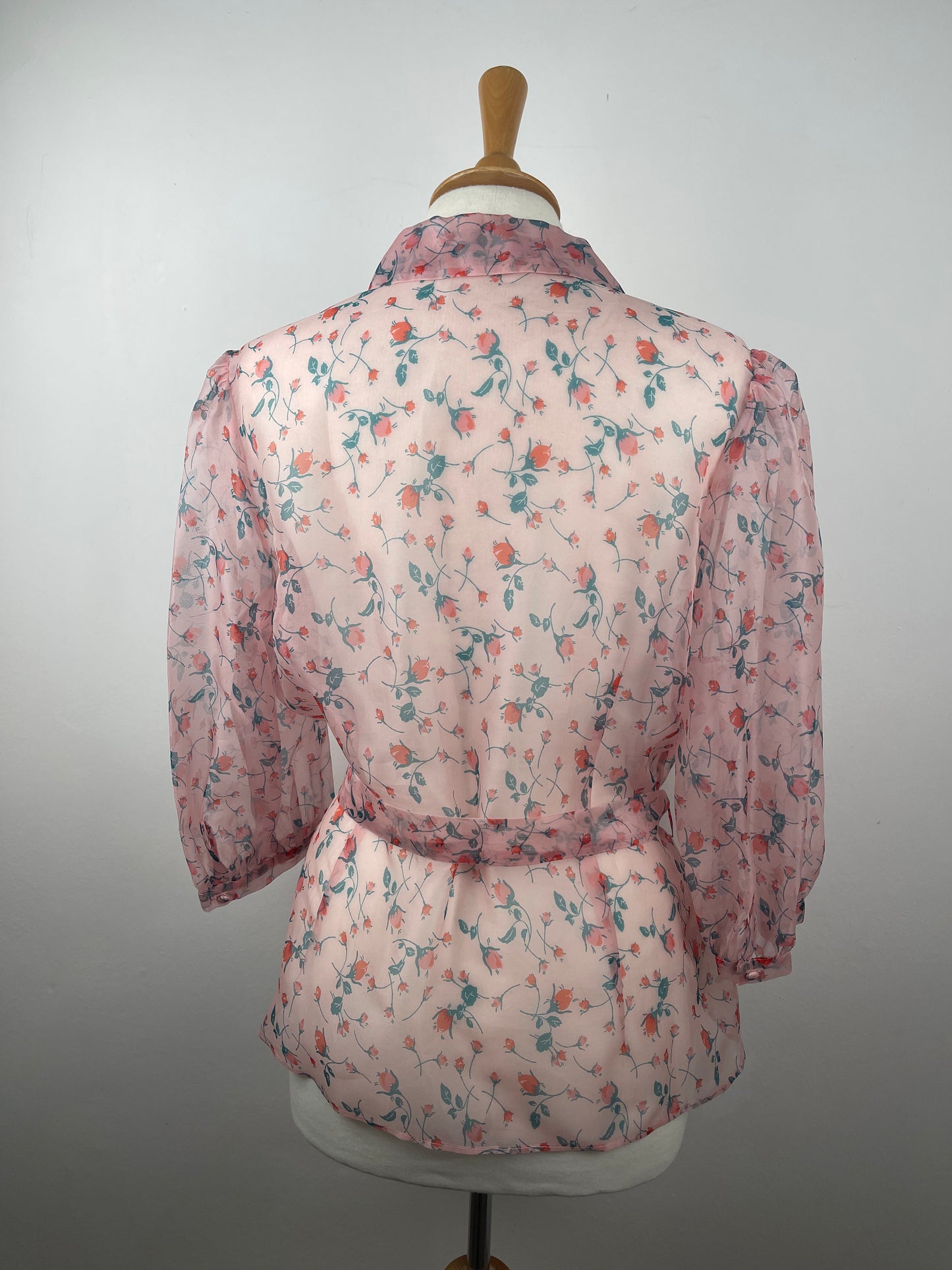 Rare Pink Organza Rose Bud Print Silk Blouse by LK Bennett | Size L