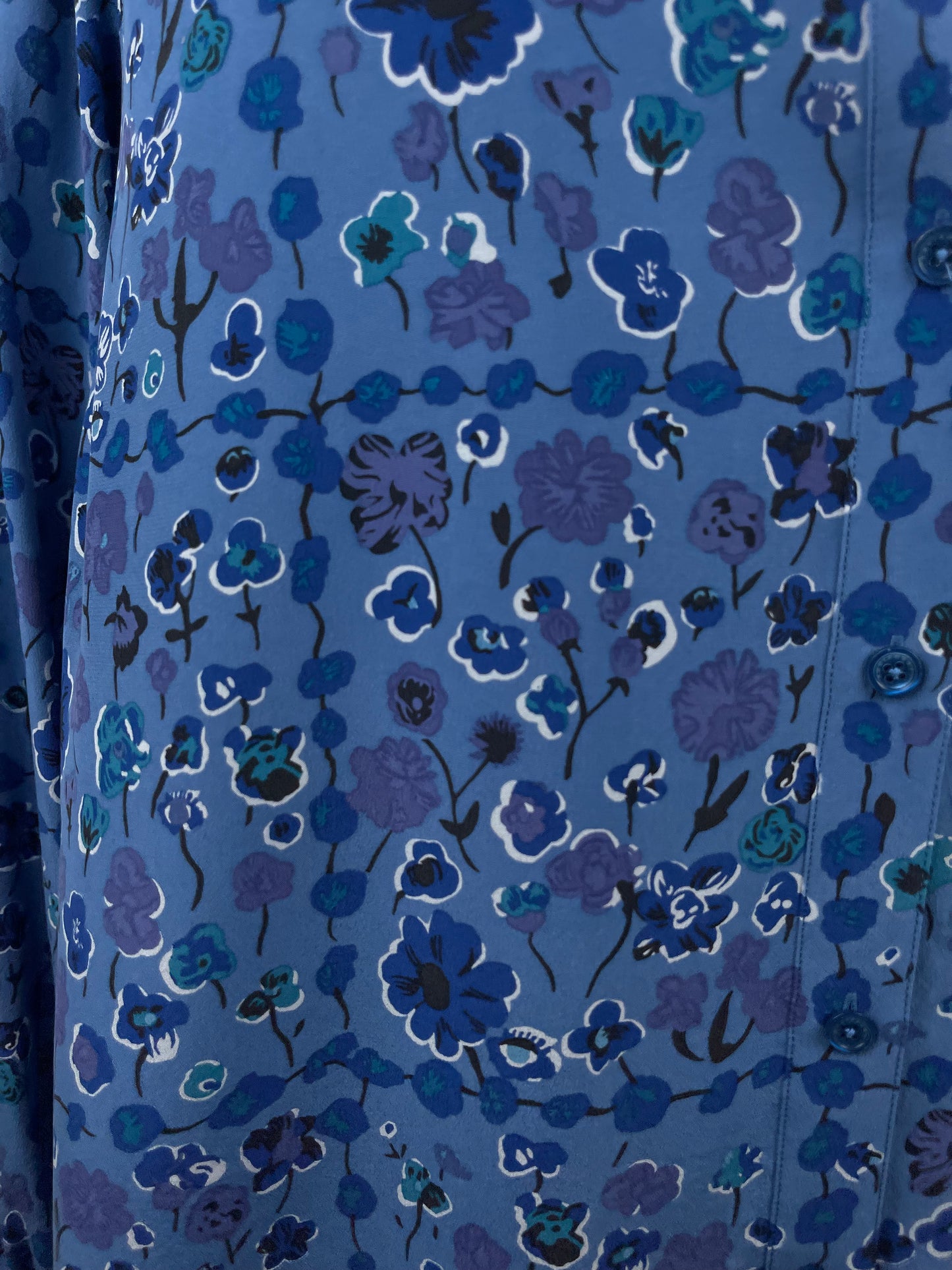 Blue Silk Crepe de Chine Floral Print by Equipment | Size L