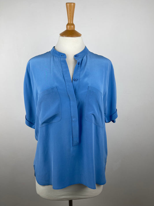 Sky Blue Silk Crepe de Chine Blouse by Whistles | Size S