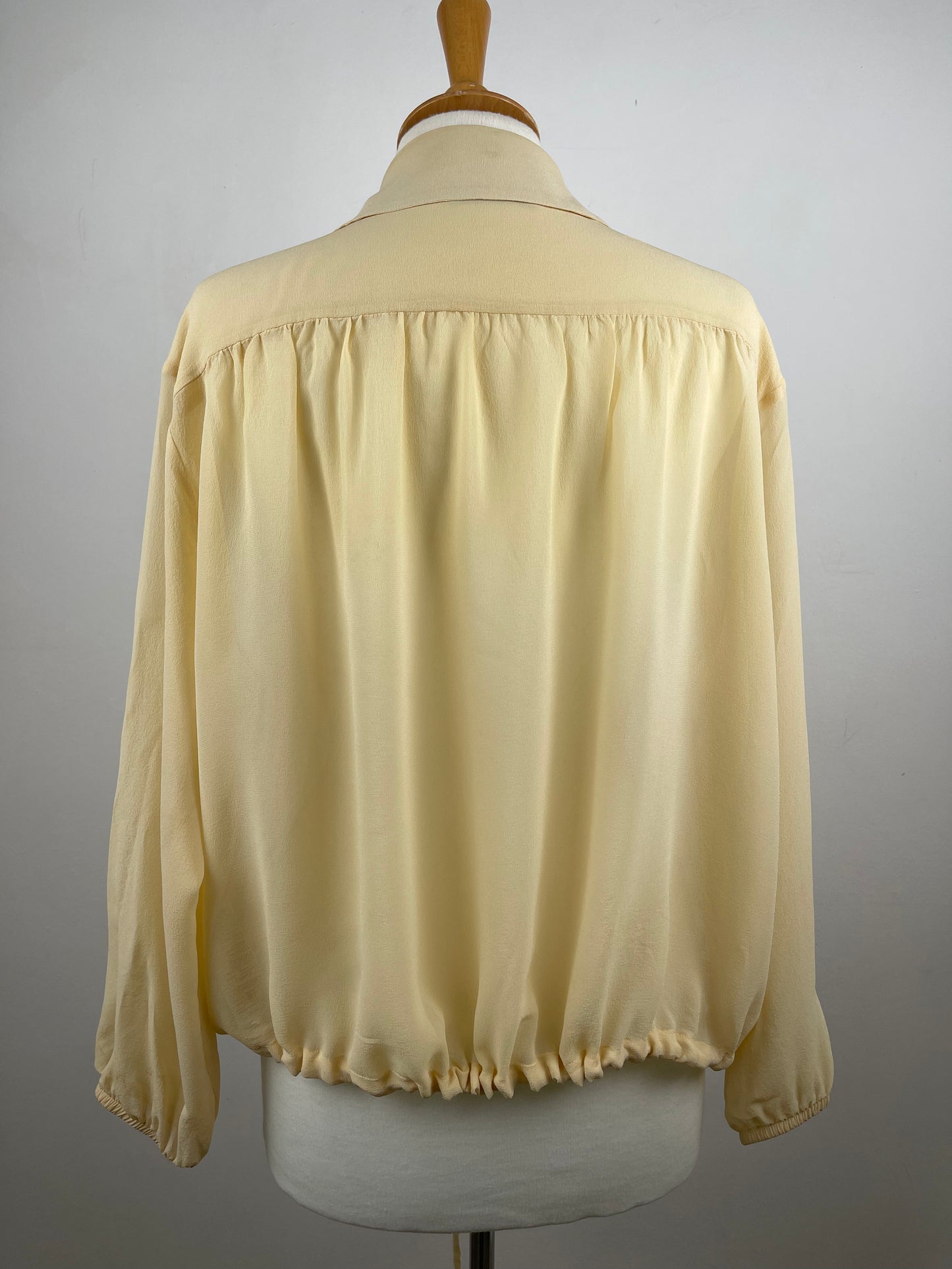 Buttermilk Sheer Crepe Silk Blouse by Fioretti Size M