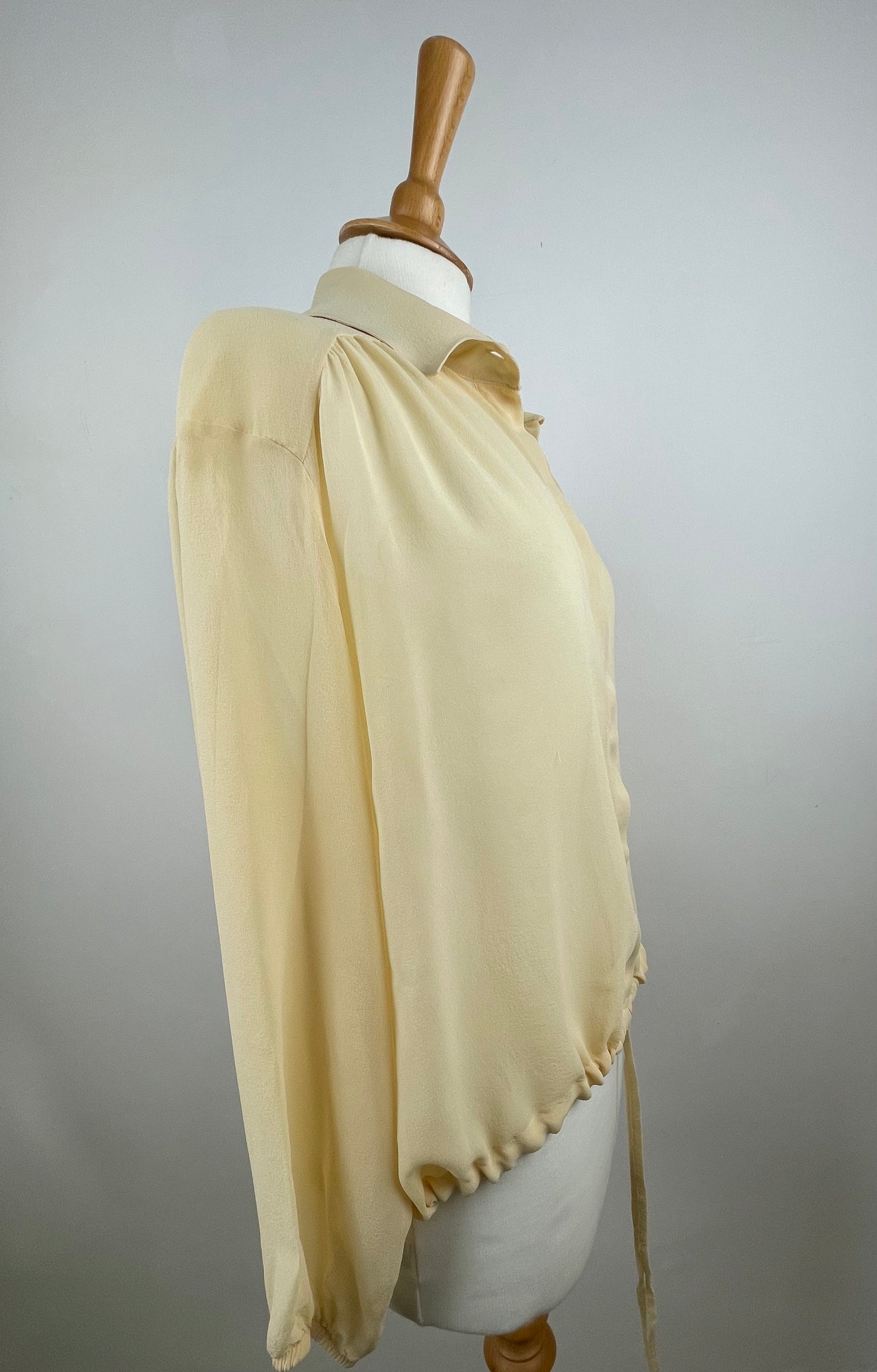 Buttermilk Sheer Crepe Silk Blouse by Fioretti Size M