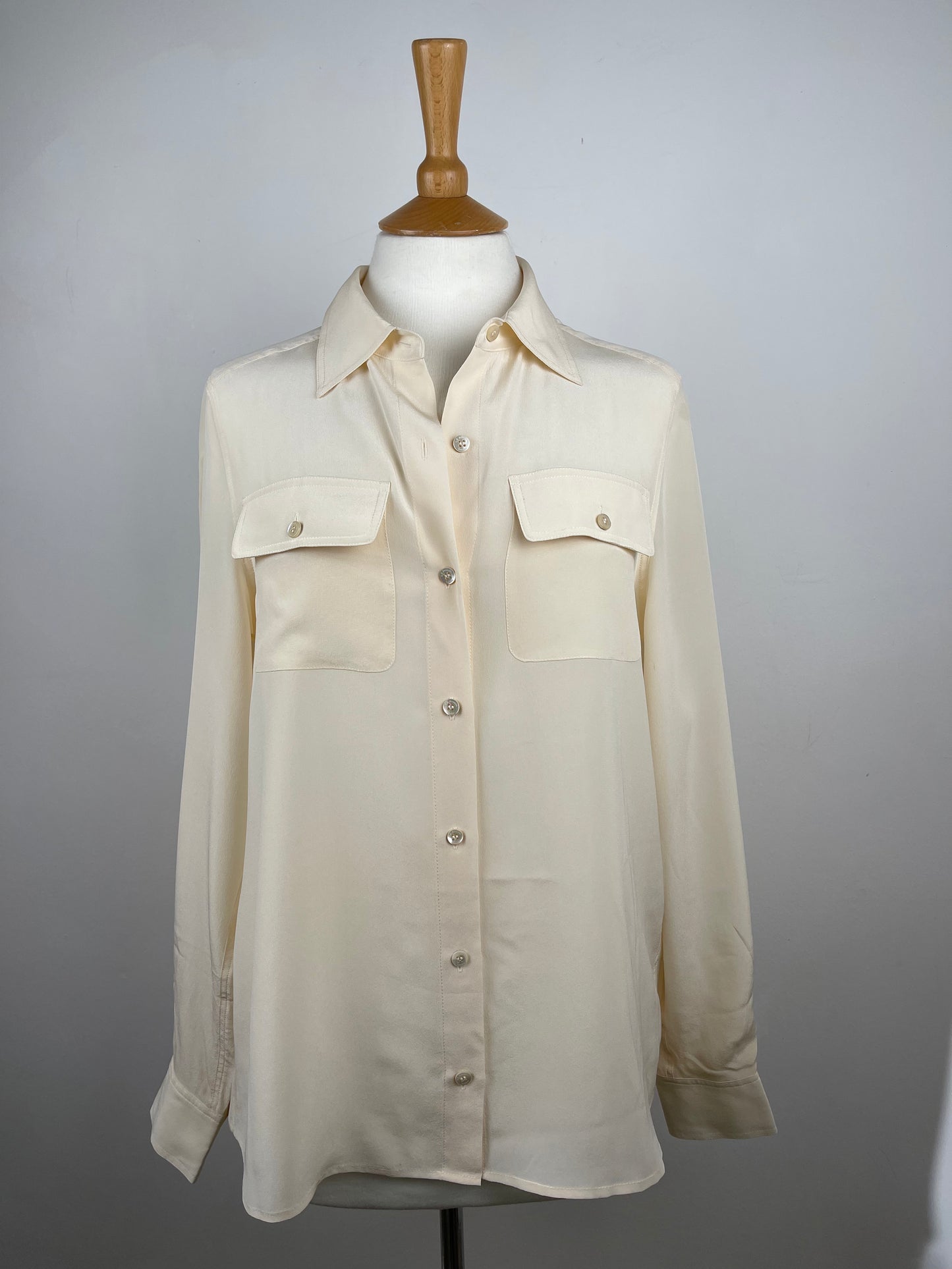 Classic Cream Pure Silk Crepe de Chine Blouse by LK Bennet | Size M