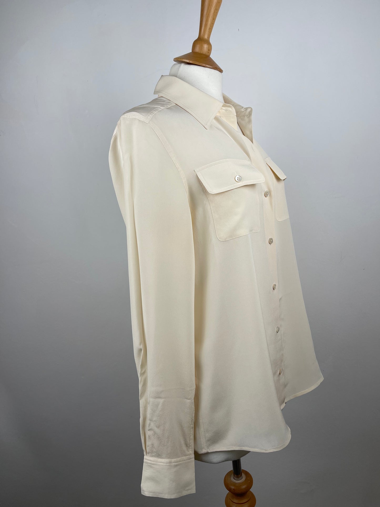 Classic Cream Pure Silk Crepe de Chine Blouse by LK Bennet | Size M