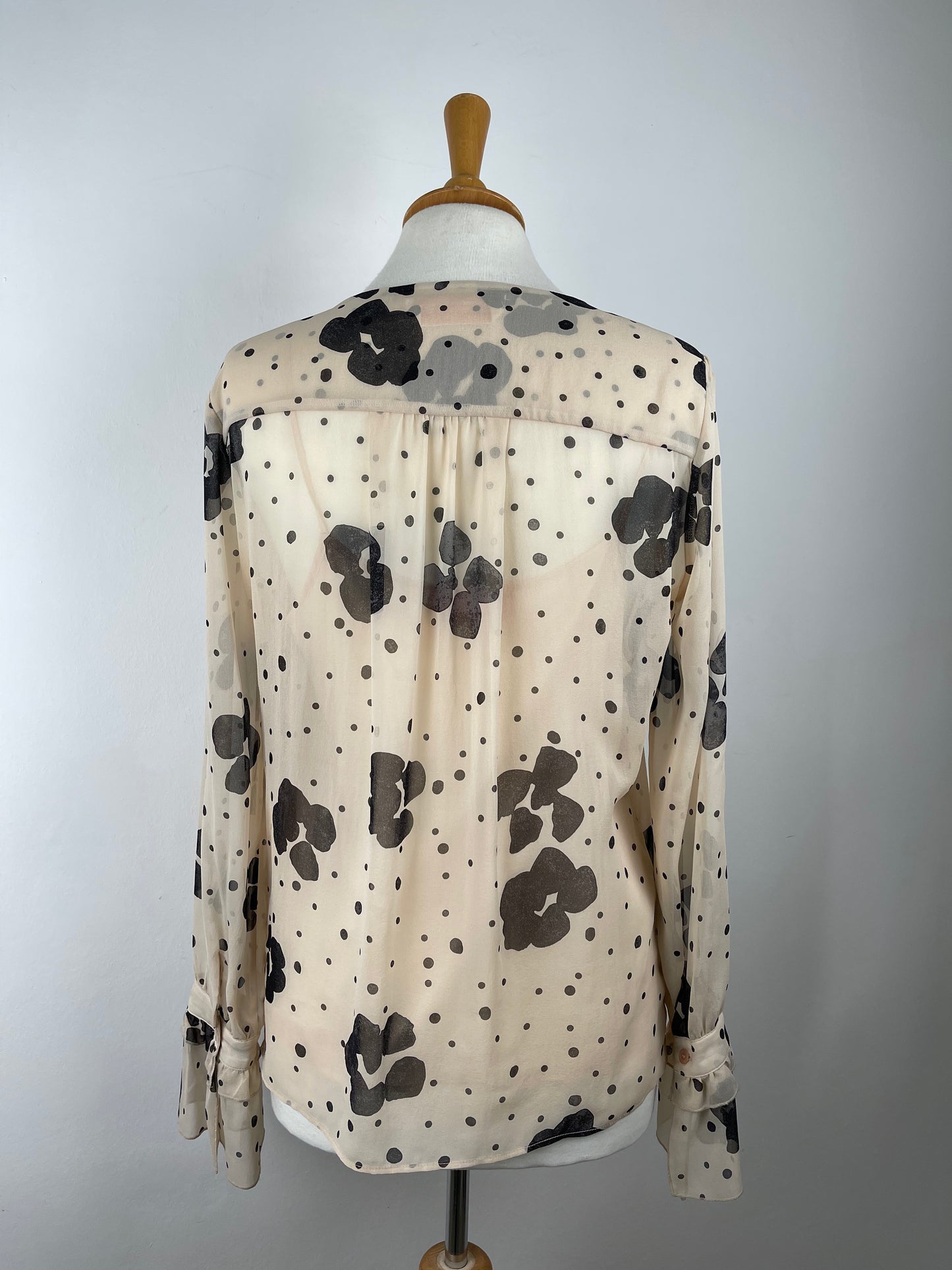 Cream and Brown Silk Blouse by See Chloe | Size M