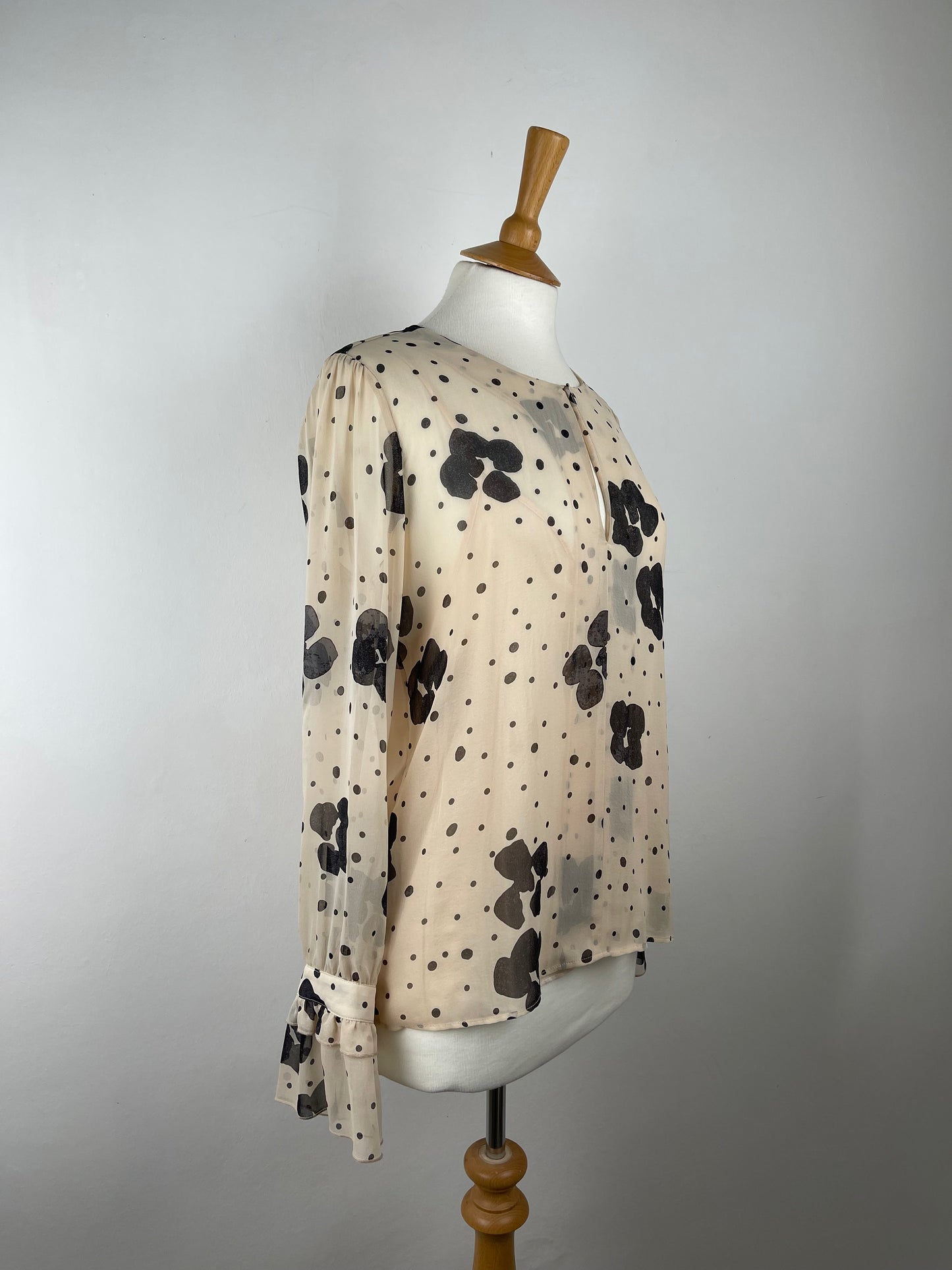 Cream and Brown Silk Blouse by See Chloe | Size M