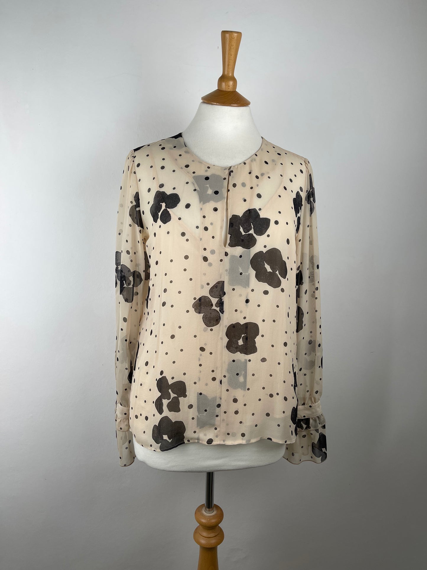 Cream and Brown Silk Blouse by See Chloe | Size M