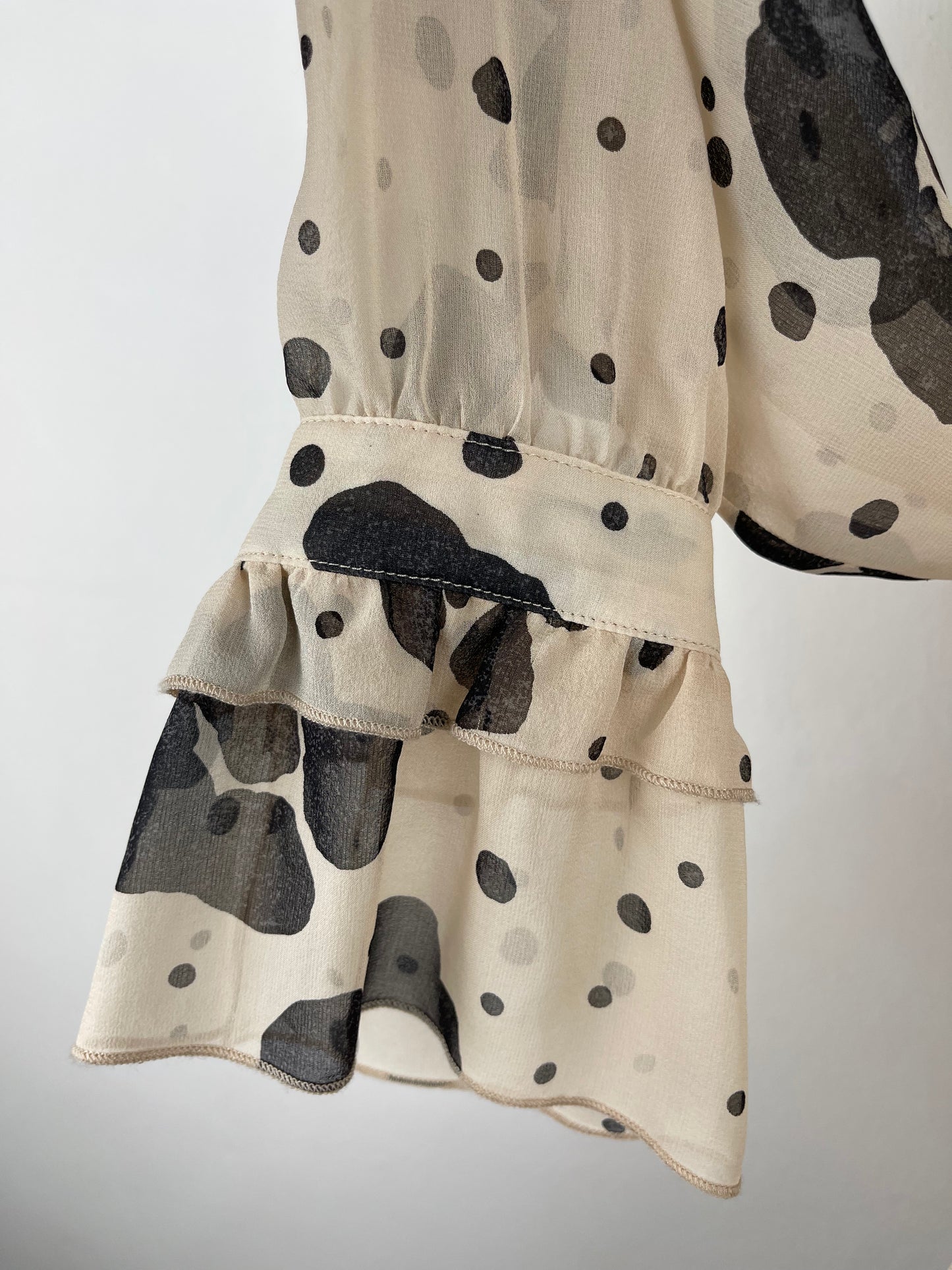 Cream and Brown Silk Blouse by See Chloe | Size M